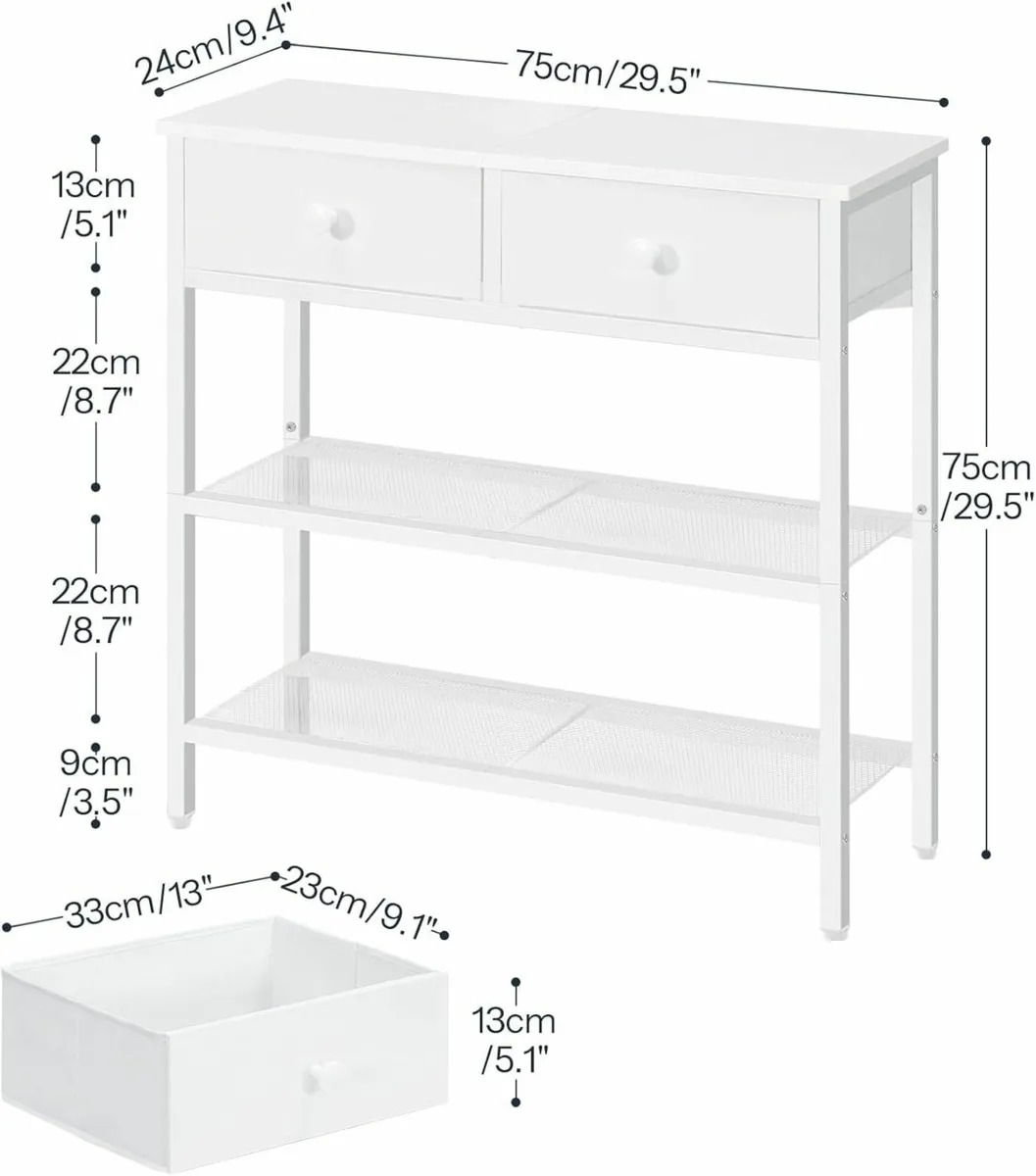 Console Table Slim with 2 Non-woven Drawers - Image 3