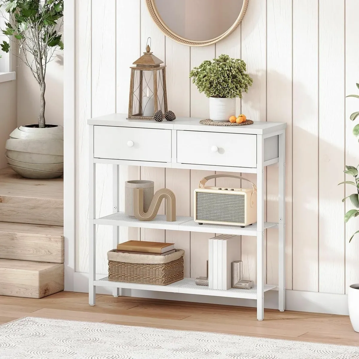 Console Table Slim with 2 Non-woven Drawers - Image 4