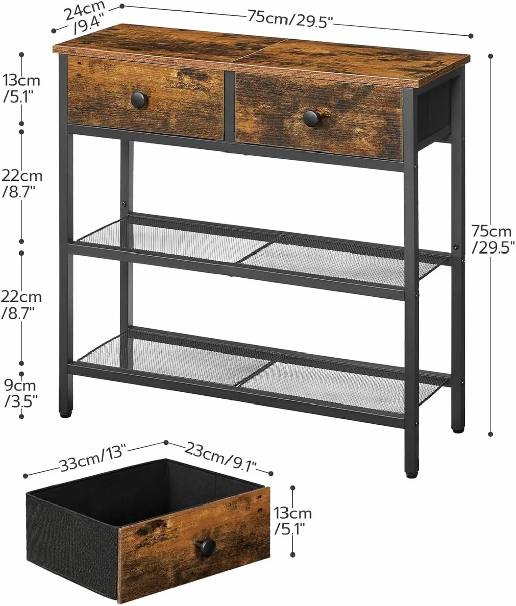 Console Table Slim with 2 Non-woven Drawers - Image 3