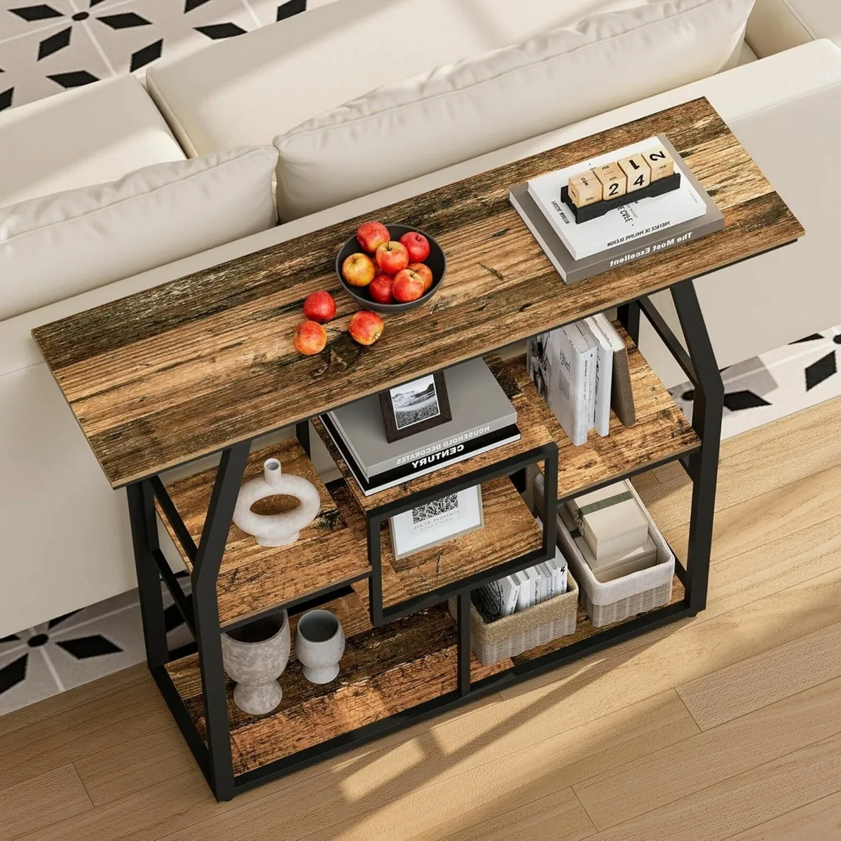 Pampaic Console Table 6-Tier Slim Sofa 105 x 30 - Image 3