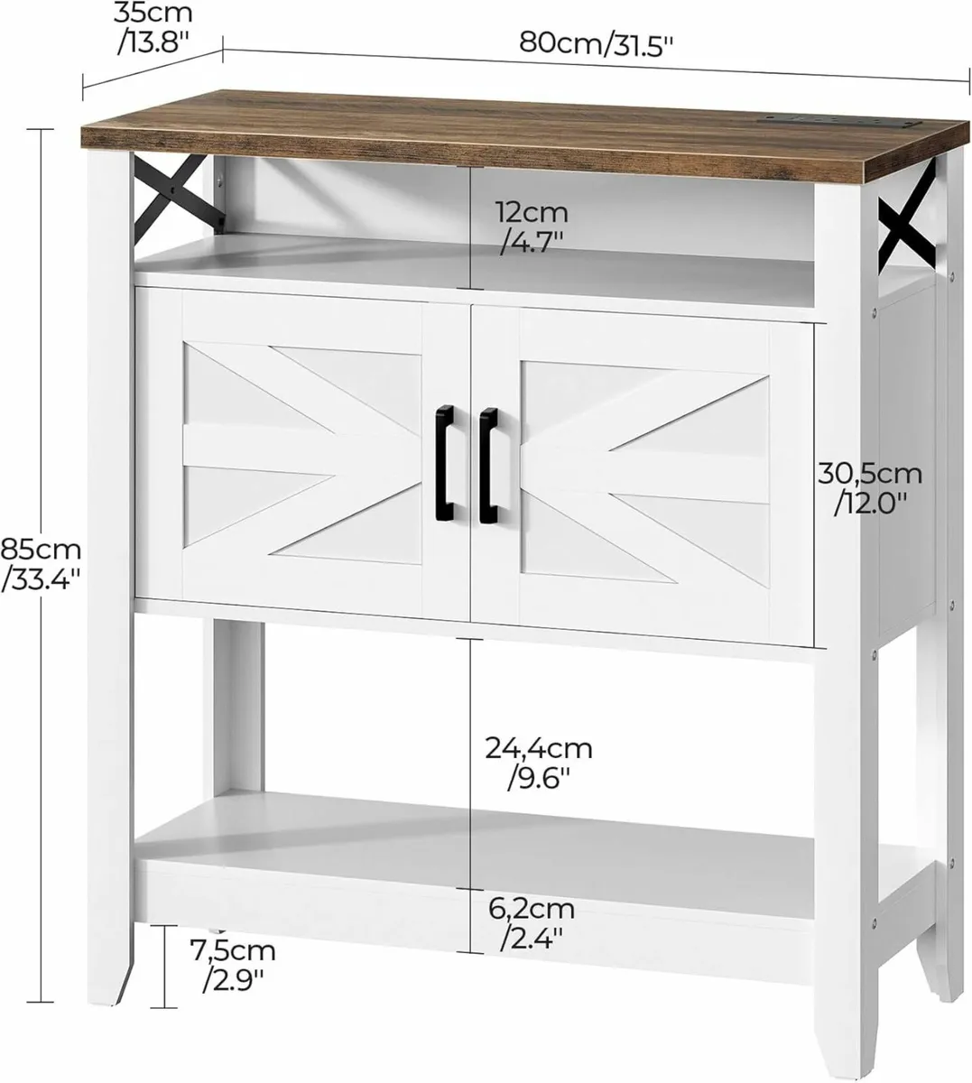 Vintage Console Table Farmhouse Sofa with Power - Image 2