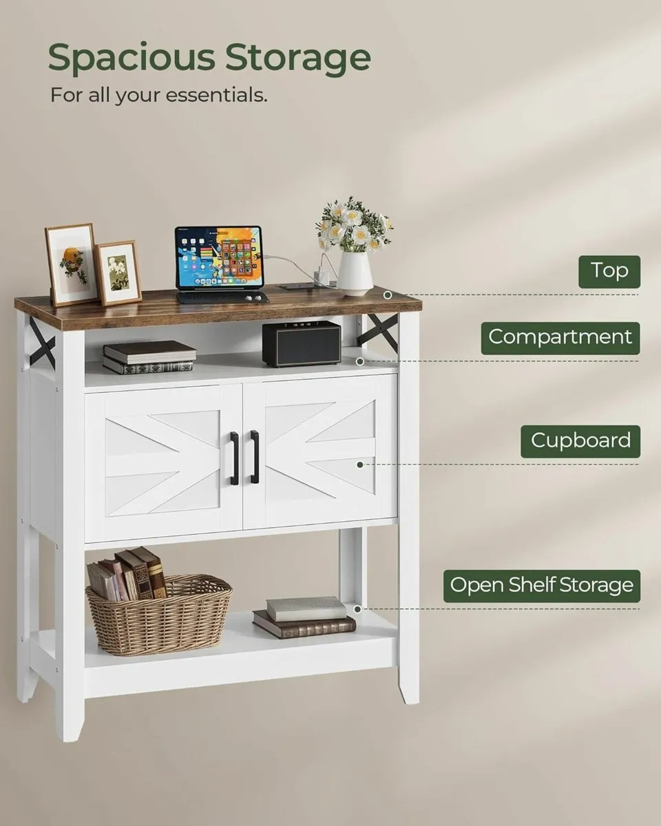 Vintage Console Table Farmhouse Sofa with Power - Image 4