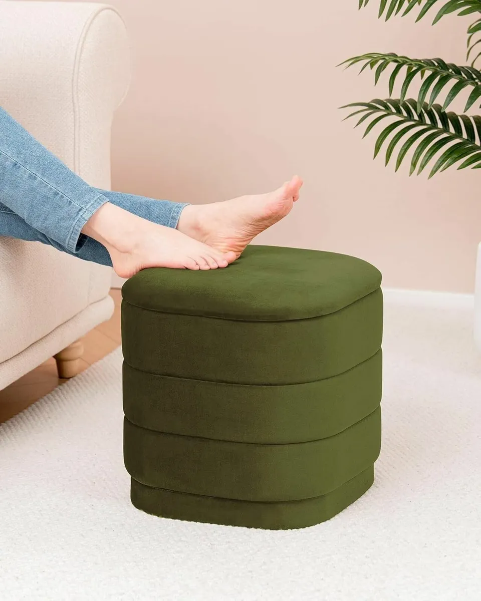 Storage Ottoman Cube - Folding Foot Rest with - Image 2