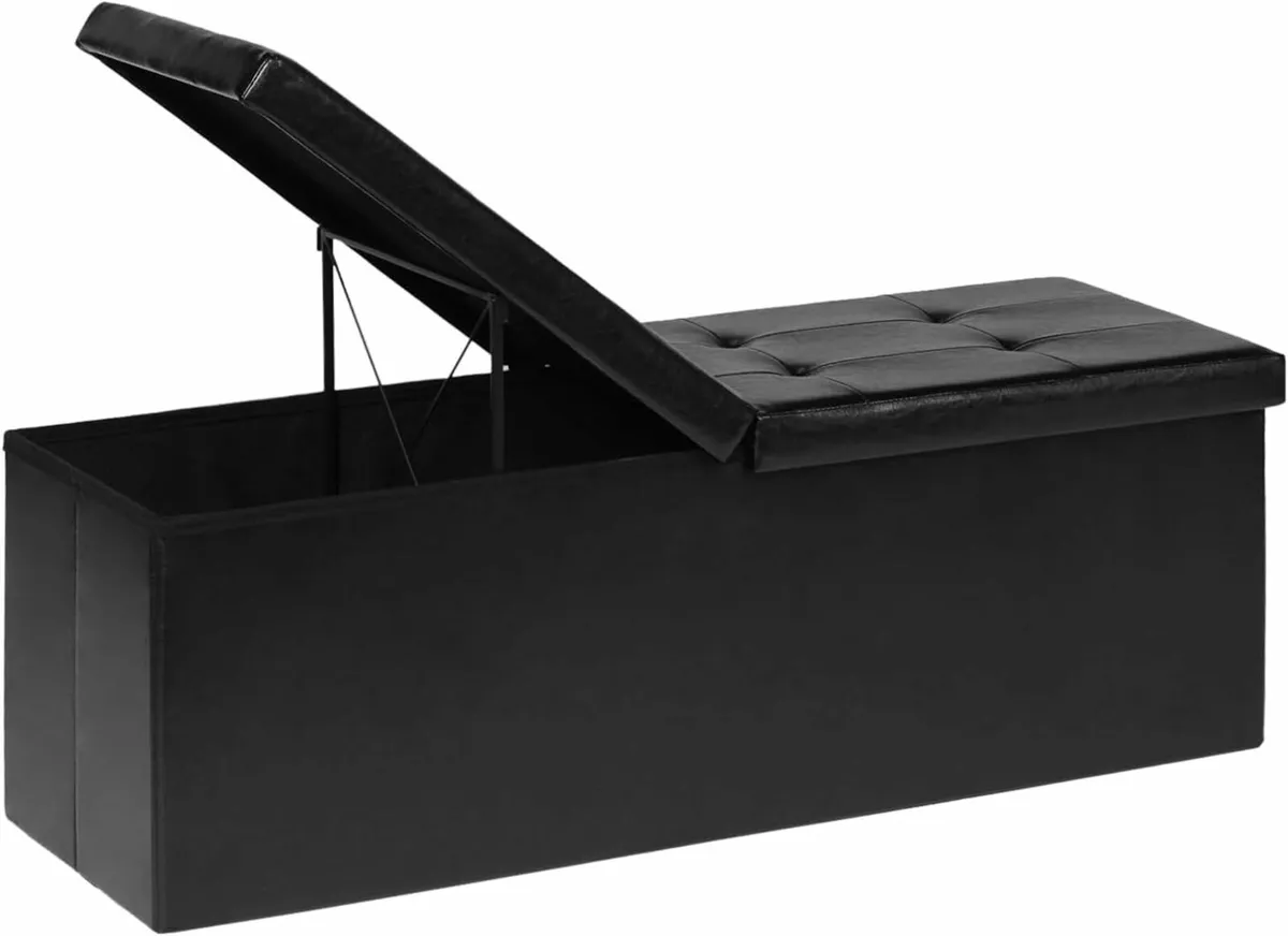 Extra Large Folding Ottoman Storage Box Faux - Image 1