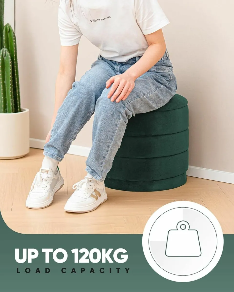 Storage Ottoman Round Folding Foot Rest with - Image 4