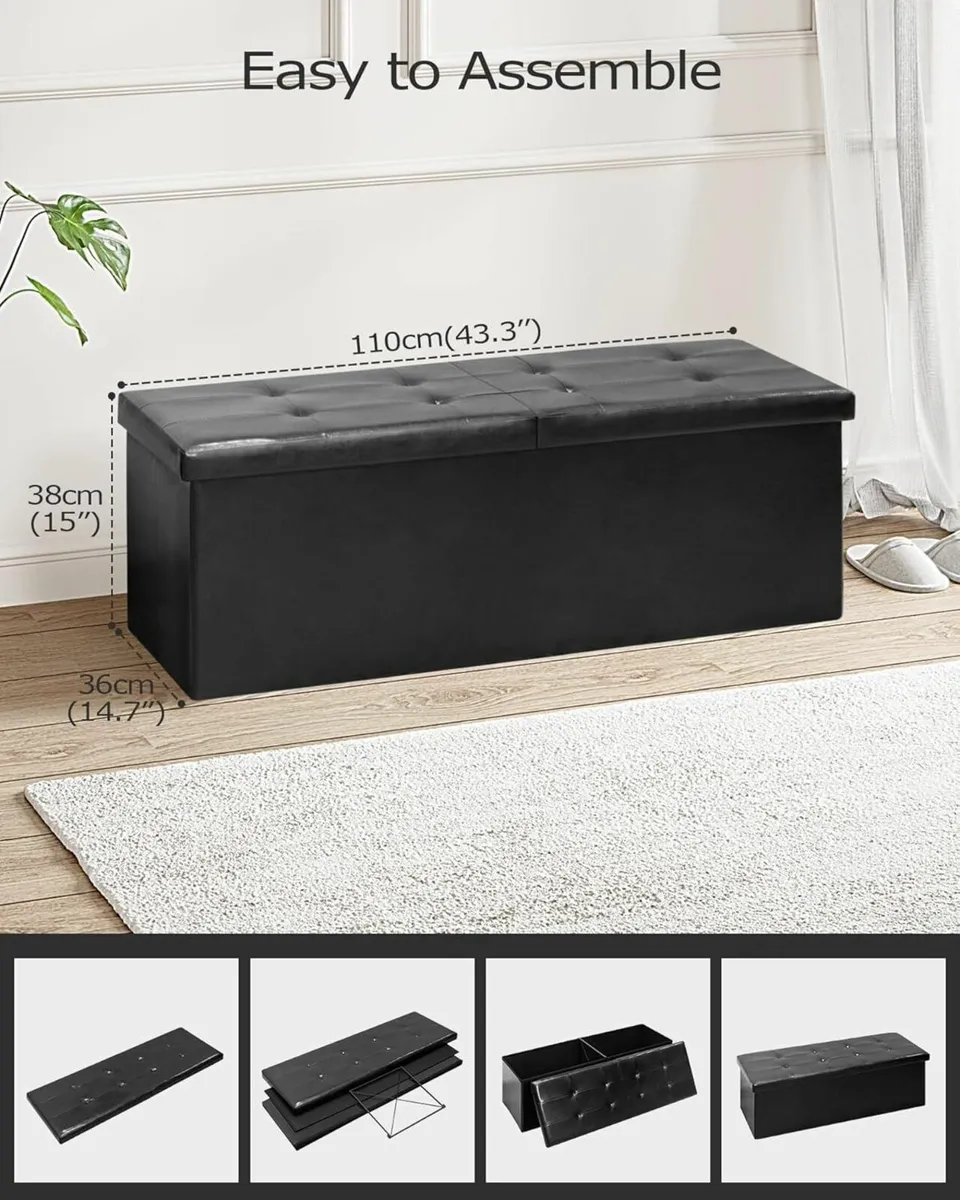 Extra Large Folding Ottoman Storage Box Faux - Image 3
