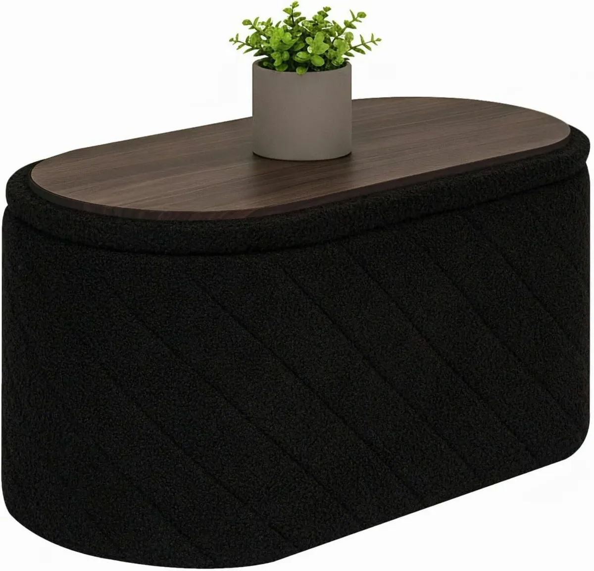 Oval Ottoman with Storage Bench Folding Foot Rest - Image 1