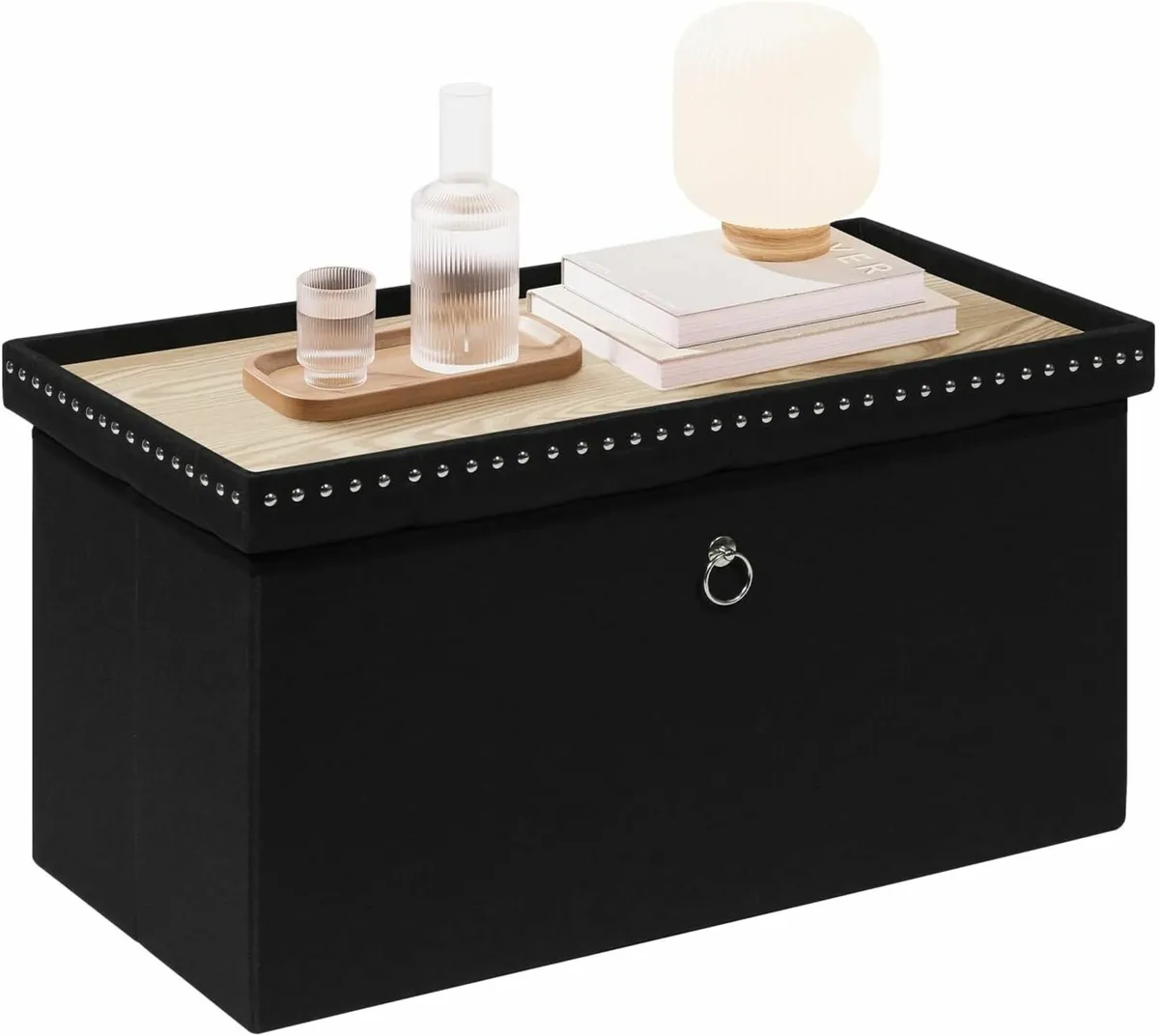 Folding Ottoman Storage Bench Foldable Seat with - Image 1