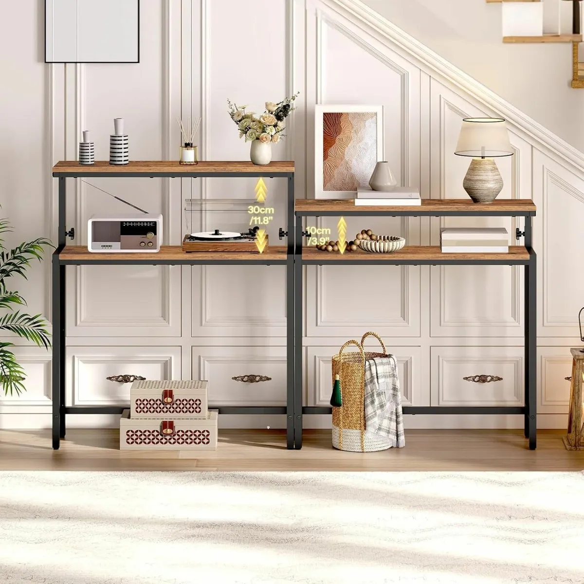 Adjustable Console Table with 2-Tier Shelves Slim - Image 2
