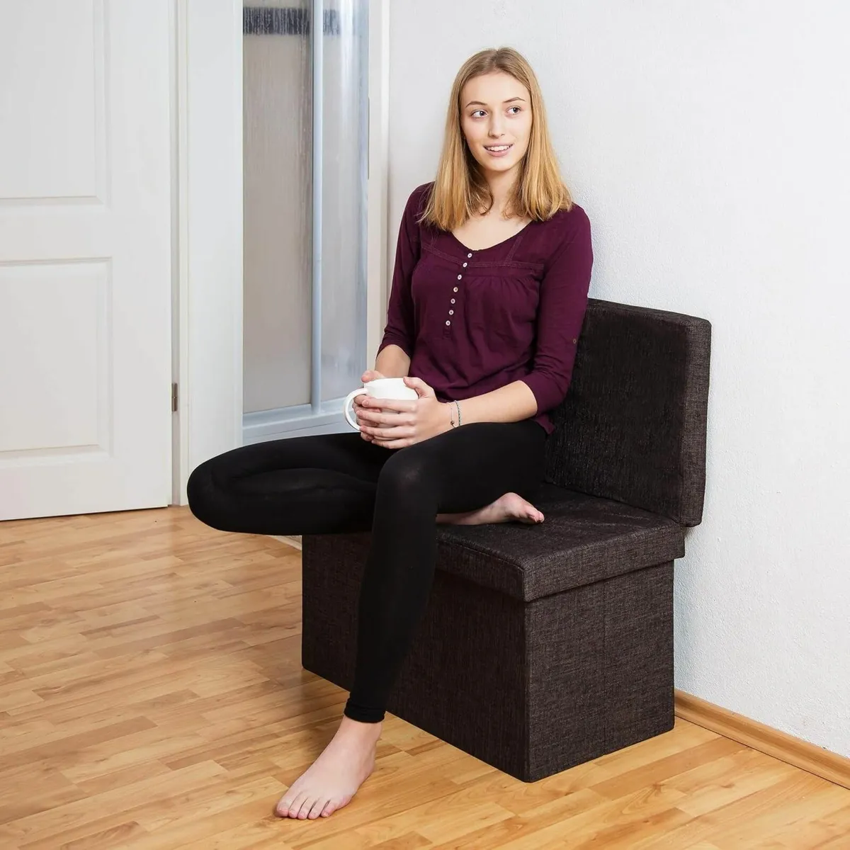 Folding Storage Ottoman with Seat Back Size Large - Image 2