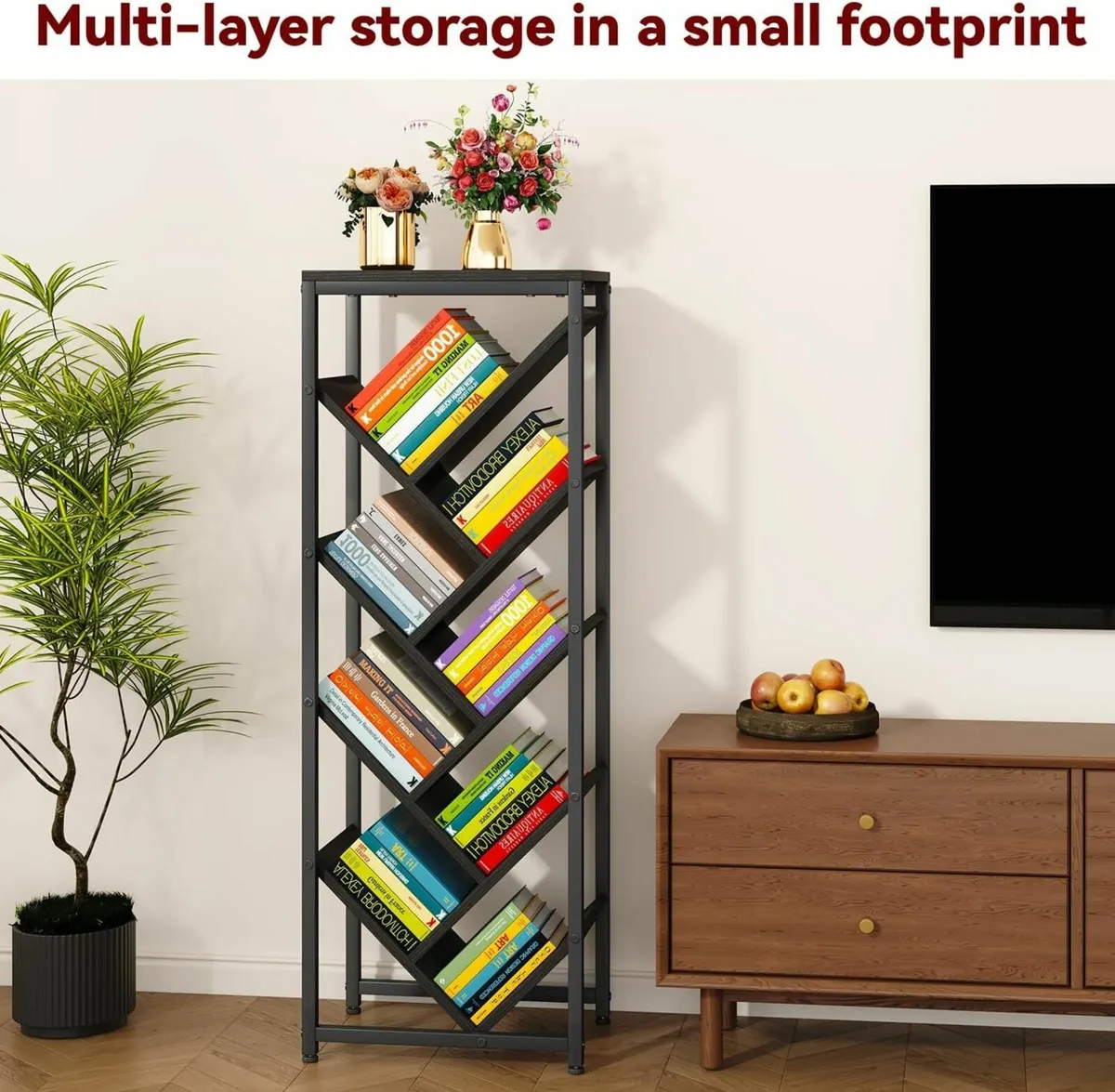 9 Tier Tree Bookshelf Floor Standing Wood for - Image 4