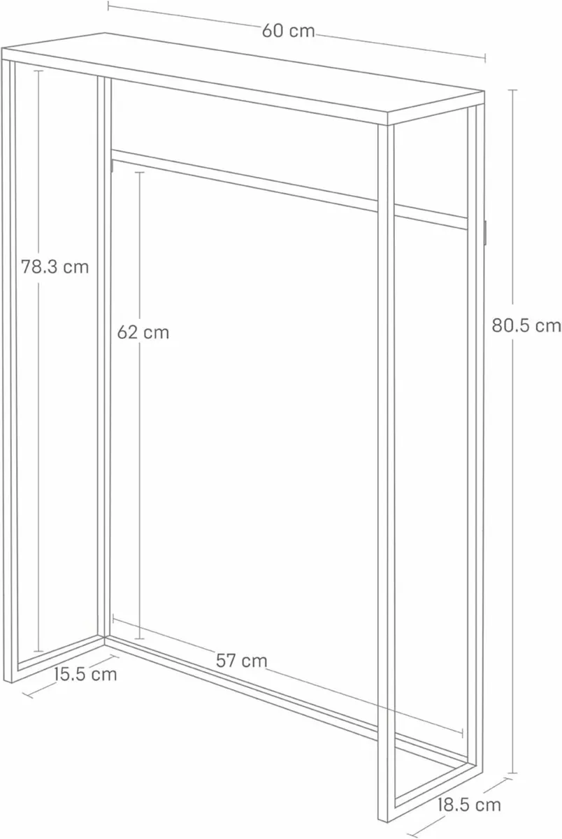TOWER Console Table White Steel/Wood Minimalist - Image 3