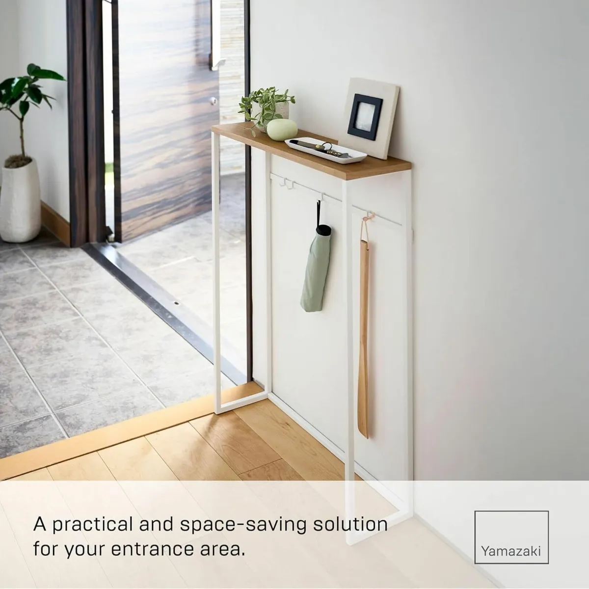 TOWER Console Table White Steel/Wood Minimalist - Image 4