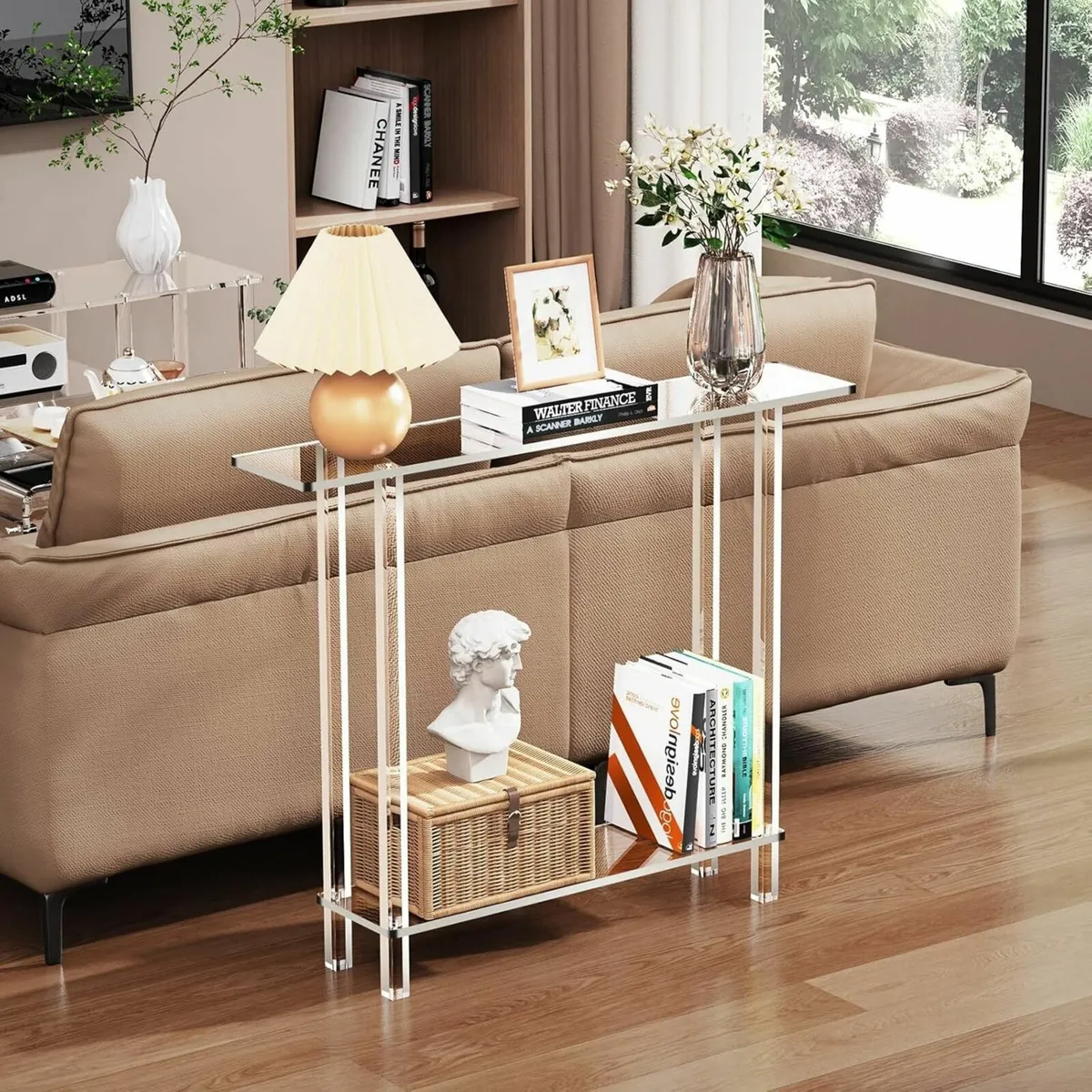 Acrylic Console Table Narrow Entryway Sofa Clear - Image 2