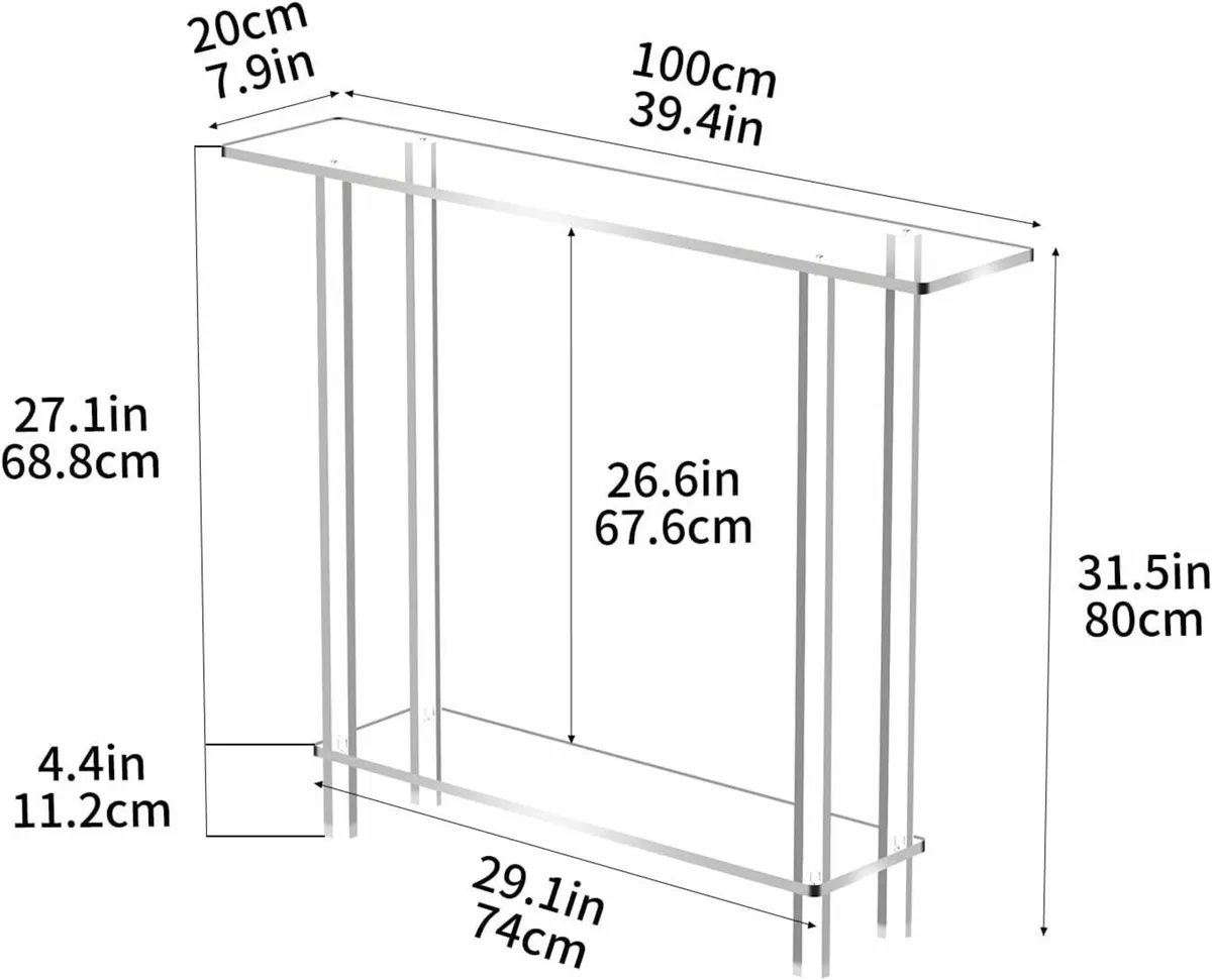 Acrylic Console Table Narrow Entryway Sofa Clear - Image 3