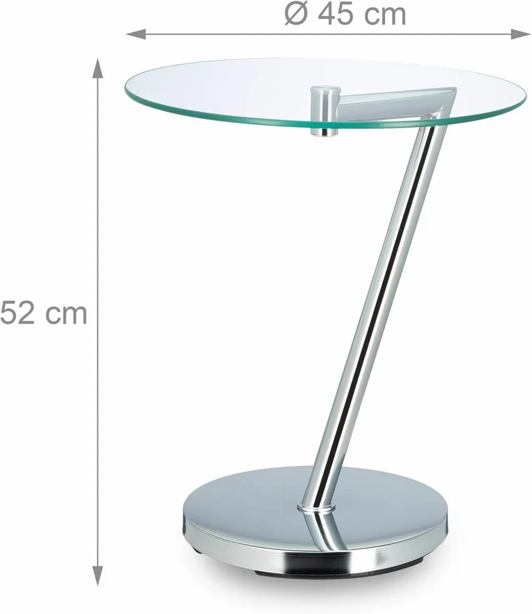 Coffee Table Glas and Chrome Round Side for Tea - Image 3