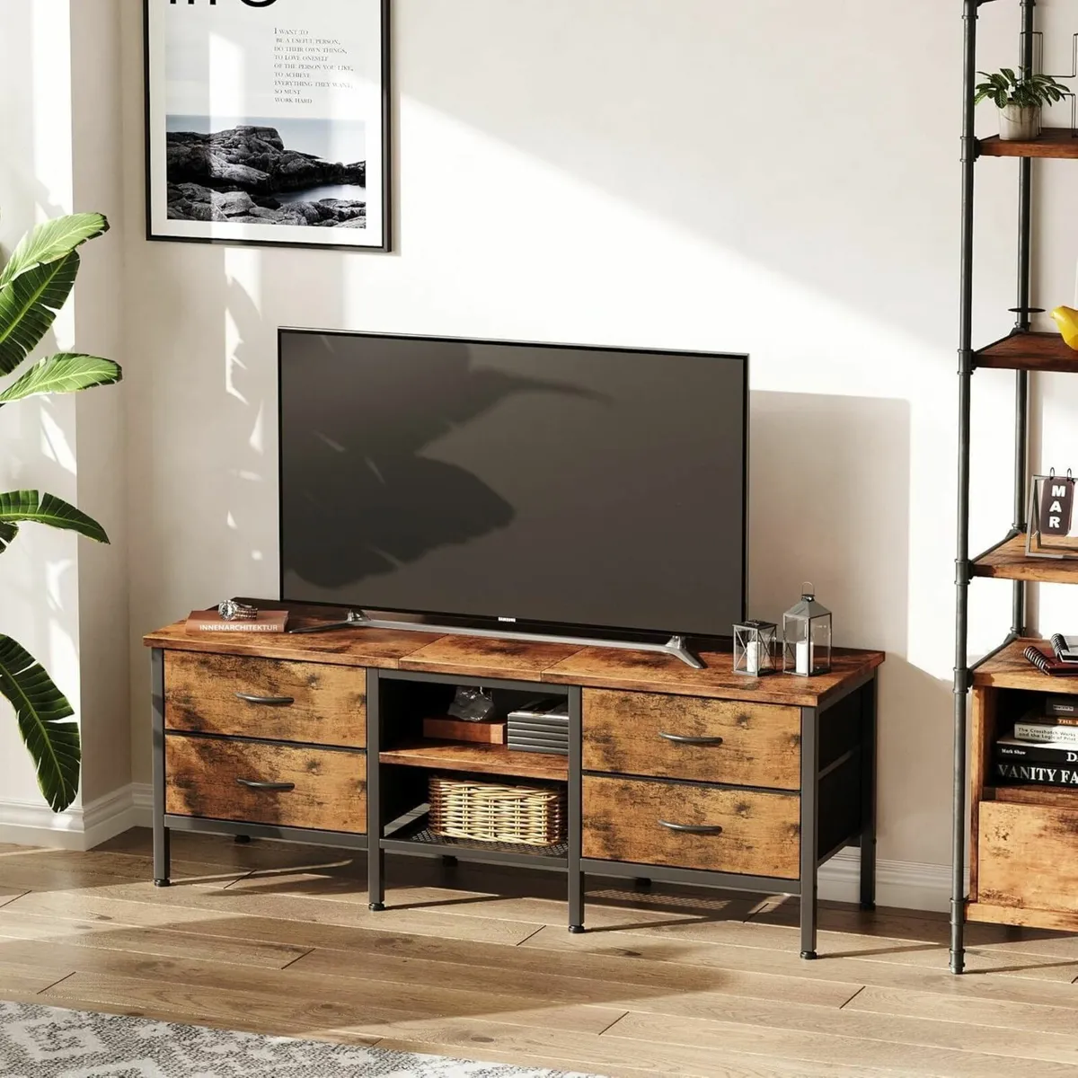 TV Stand with Storage Table 55 Inch Drawers for - Image 2