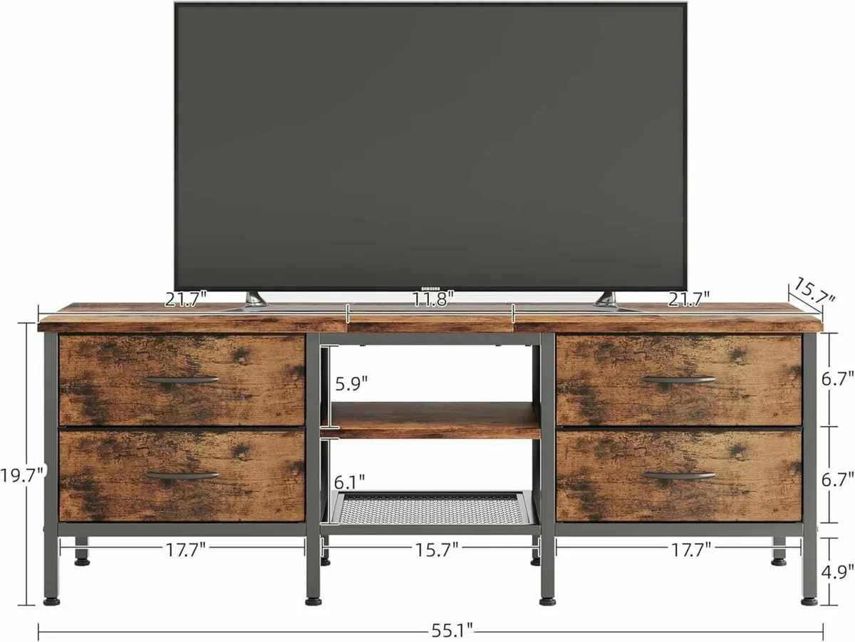 TV Stand with Storage Table 55 Inch Drawers for - Image 3