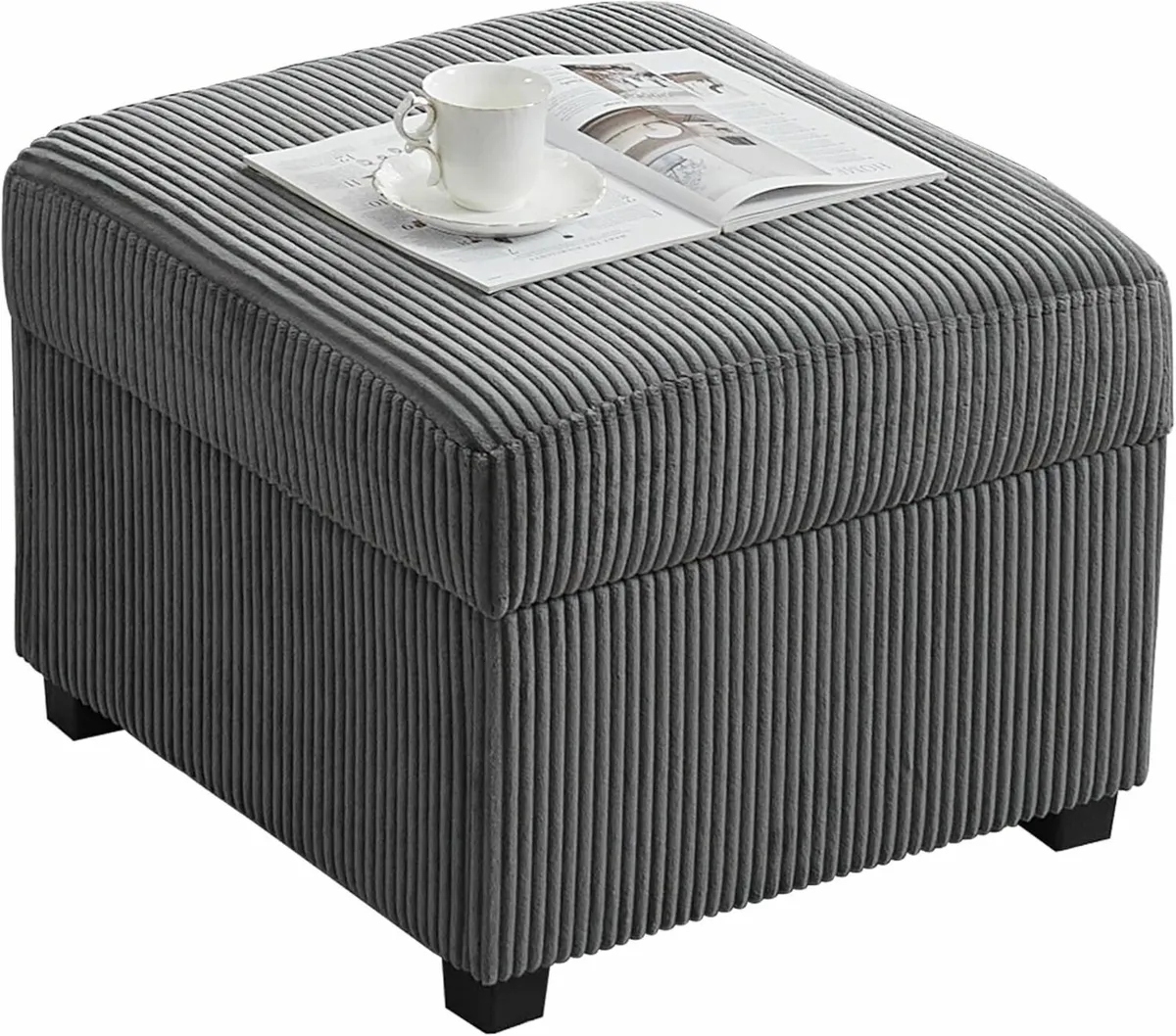 Ottoman with Storage 57CM Corduroy Footstool - Image 1