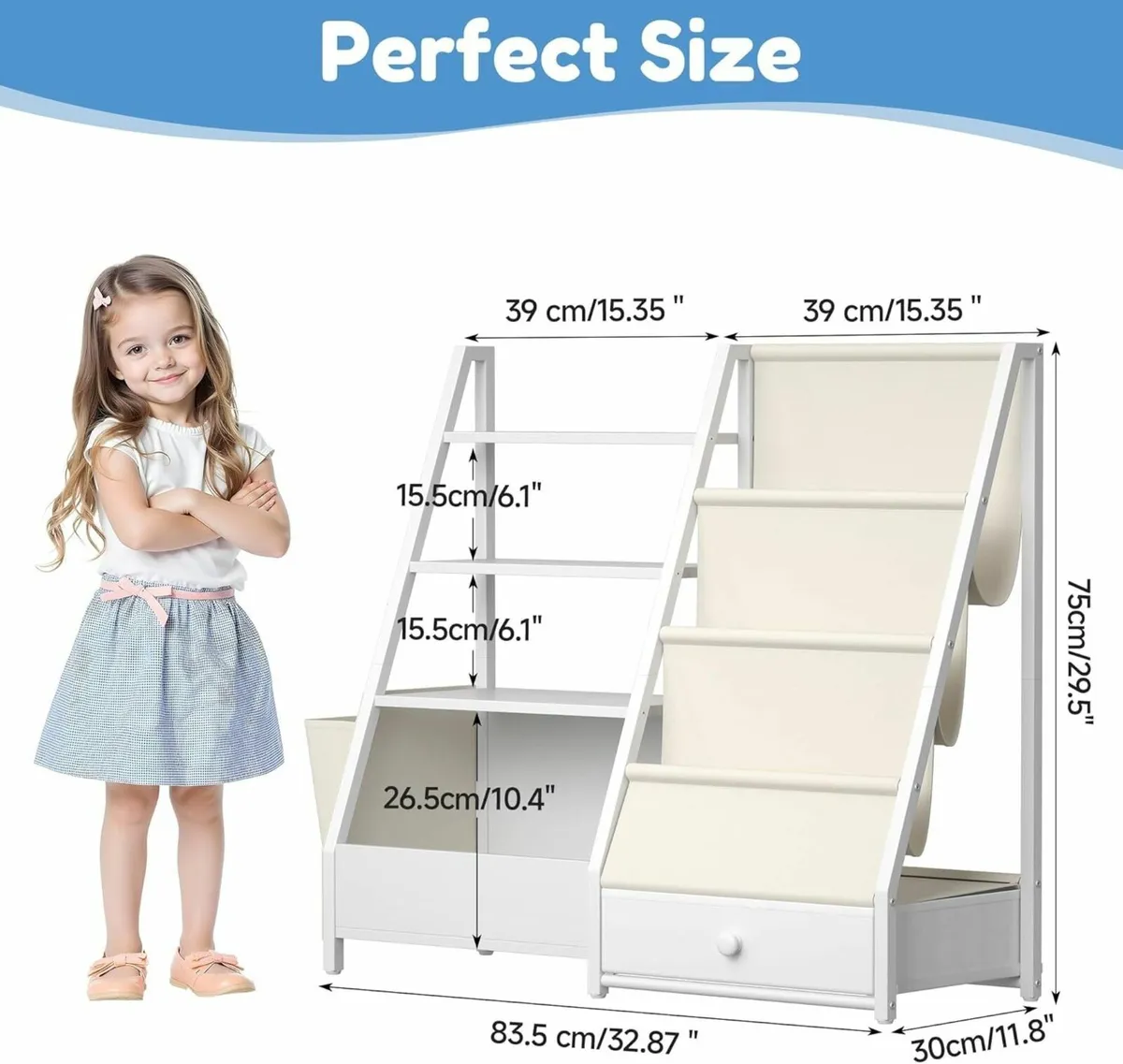 Kids Bookshelf With Toy Storage Unit Childrens - Image 2