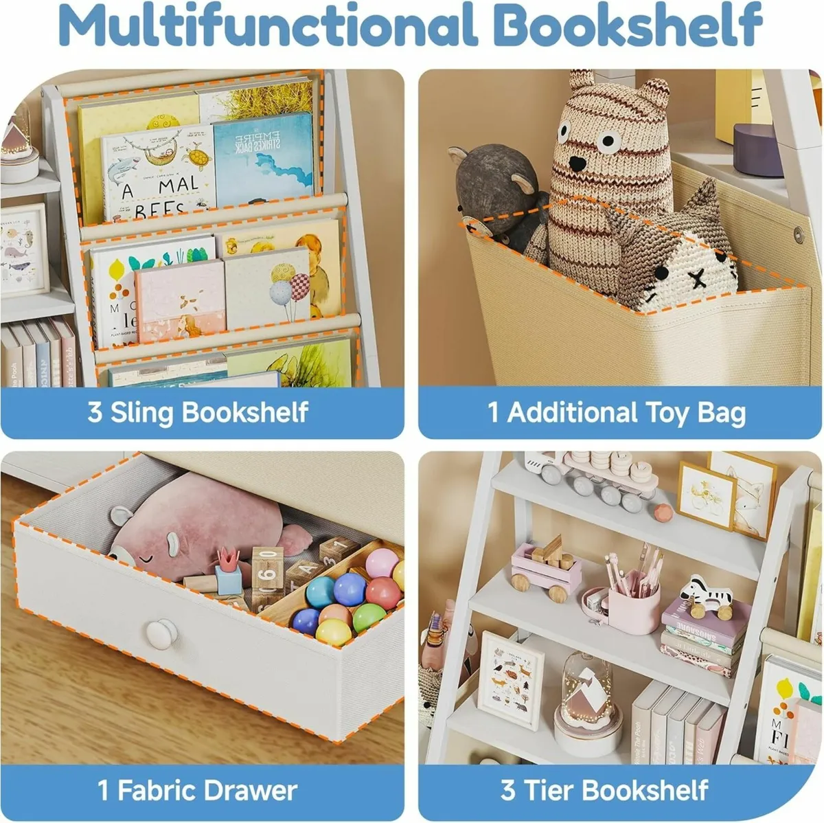 Kids Bookshelf With Toy Storage Unit Childrens - Image 3