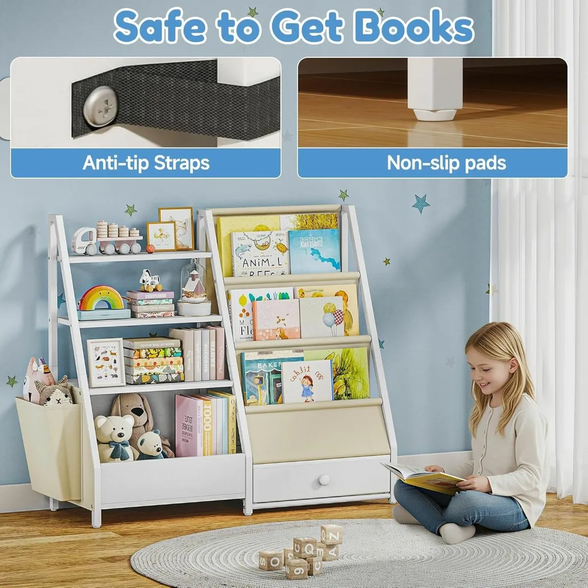 Kids Bookshelf With Toy Storage Unit Childrens - Image 4