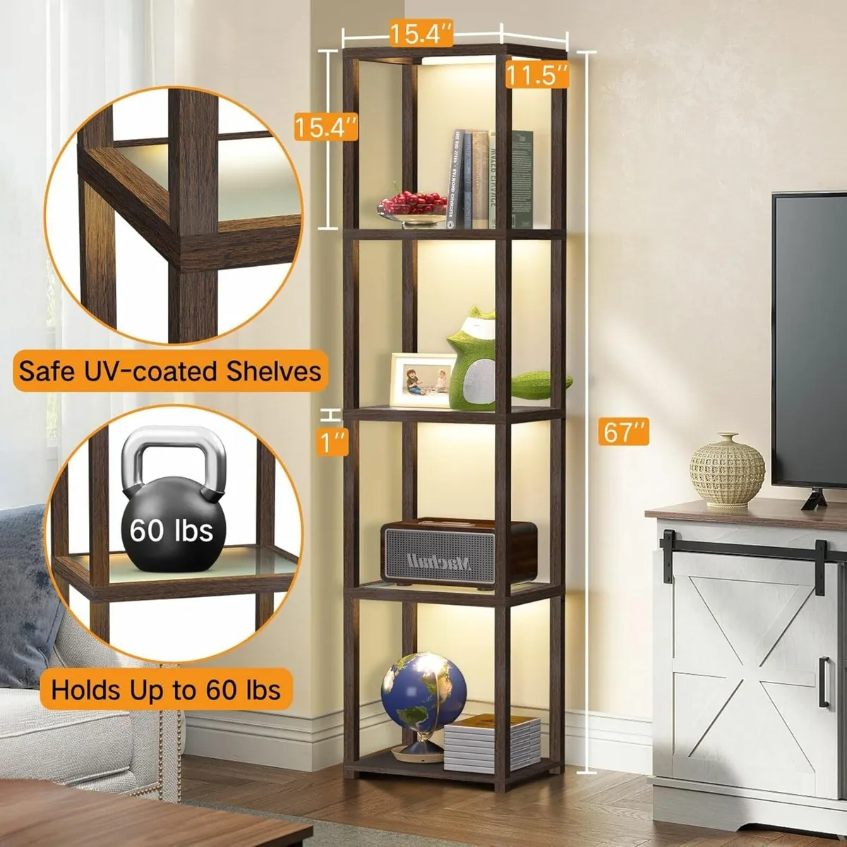67 Glass Display Shelf with Dimmable LED Floor - Image 2