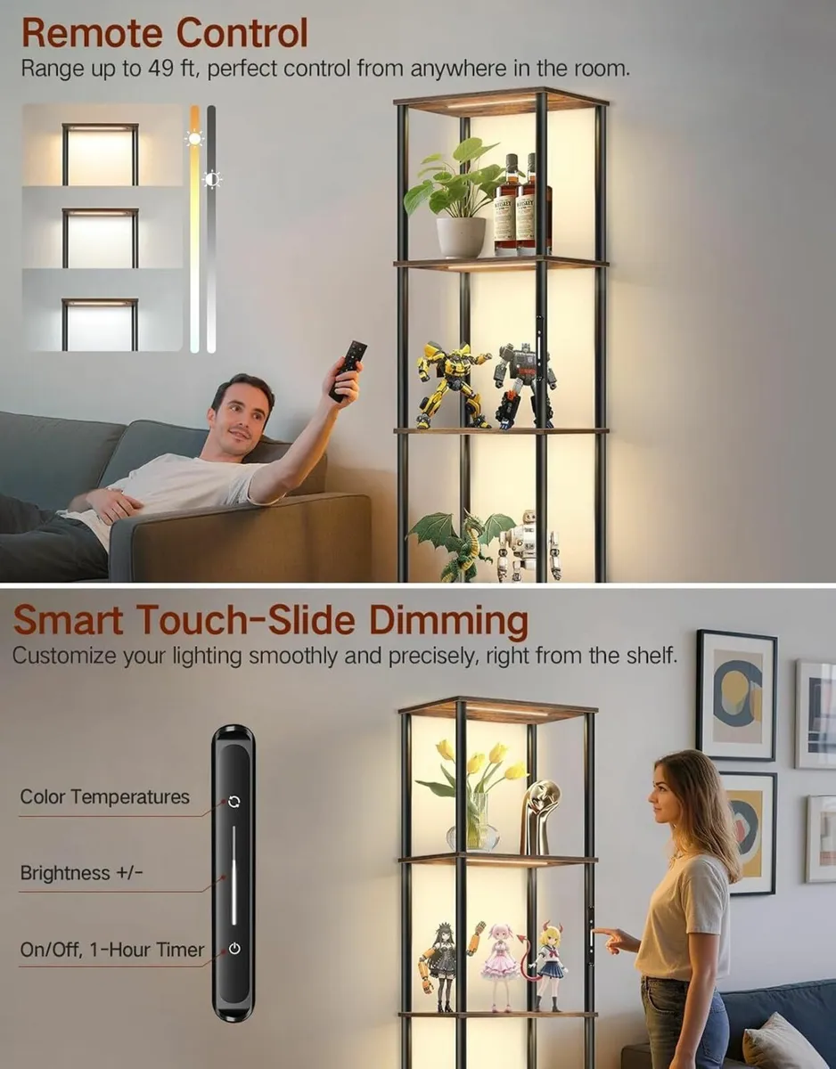 5 Tier Tall Display Shelf with LED Lights Touch - Image 4