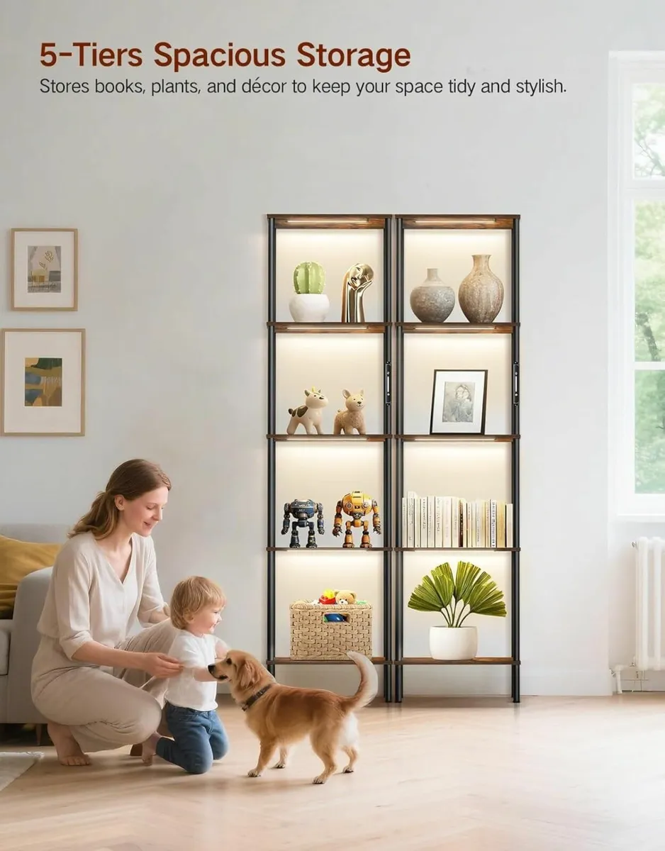 5 Tier Tall Display Shelf with LED Lights Touch - Image 3