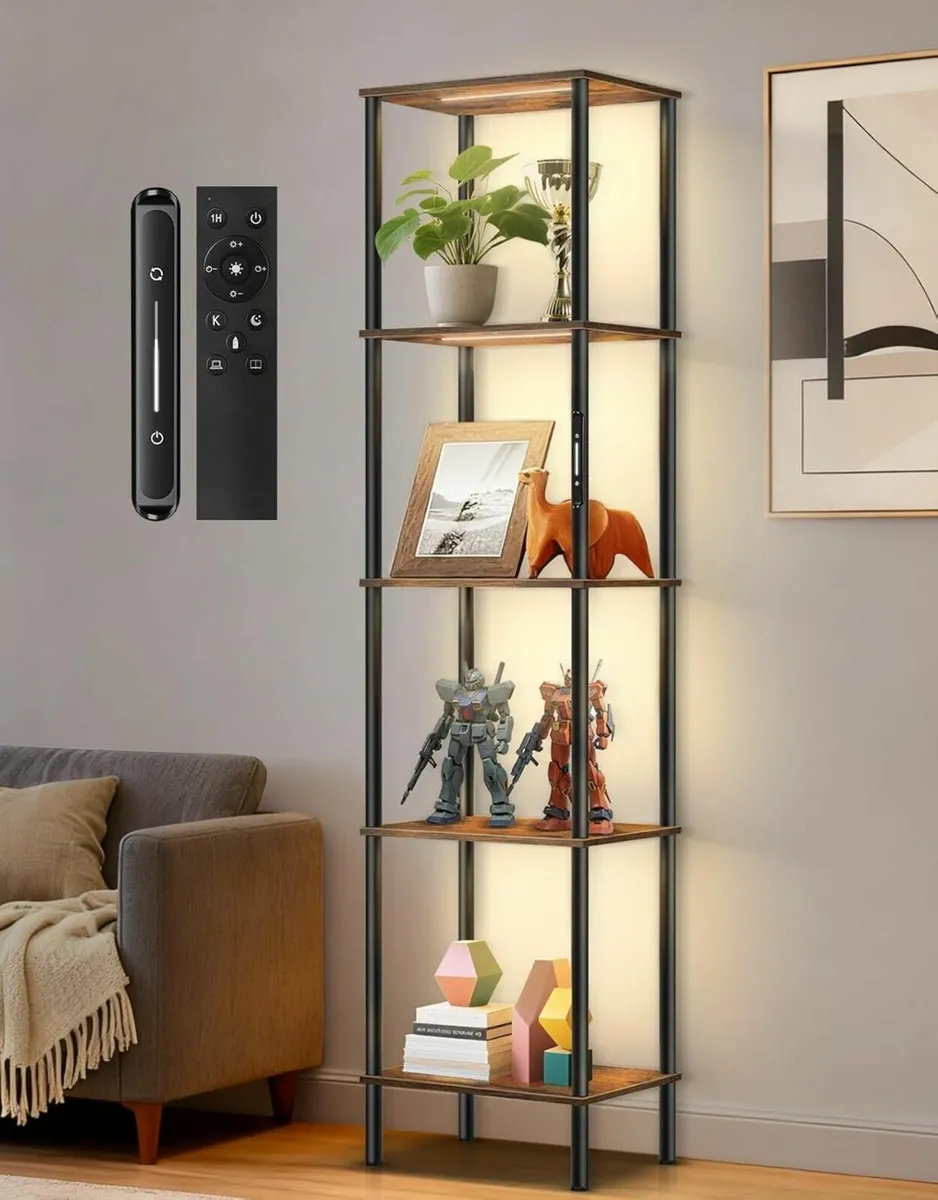 5 Tier Tall Display Shelf with LED Lights Touch - Image 1