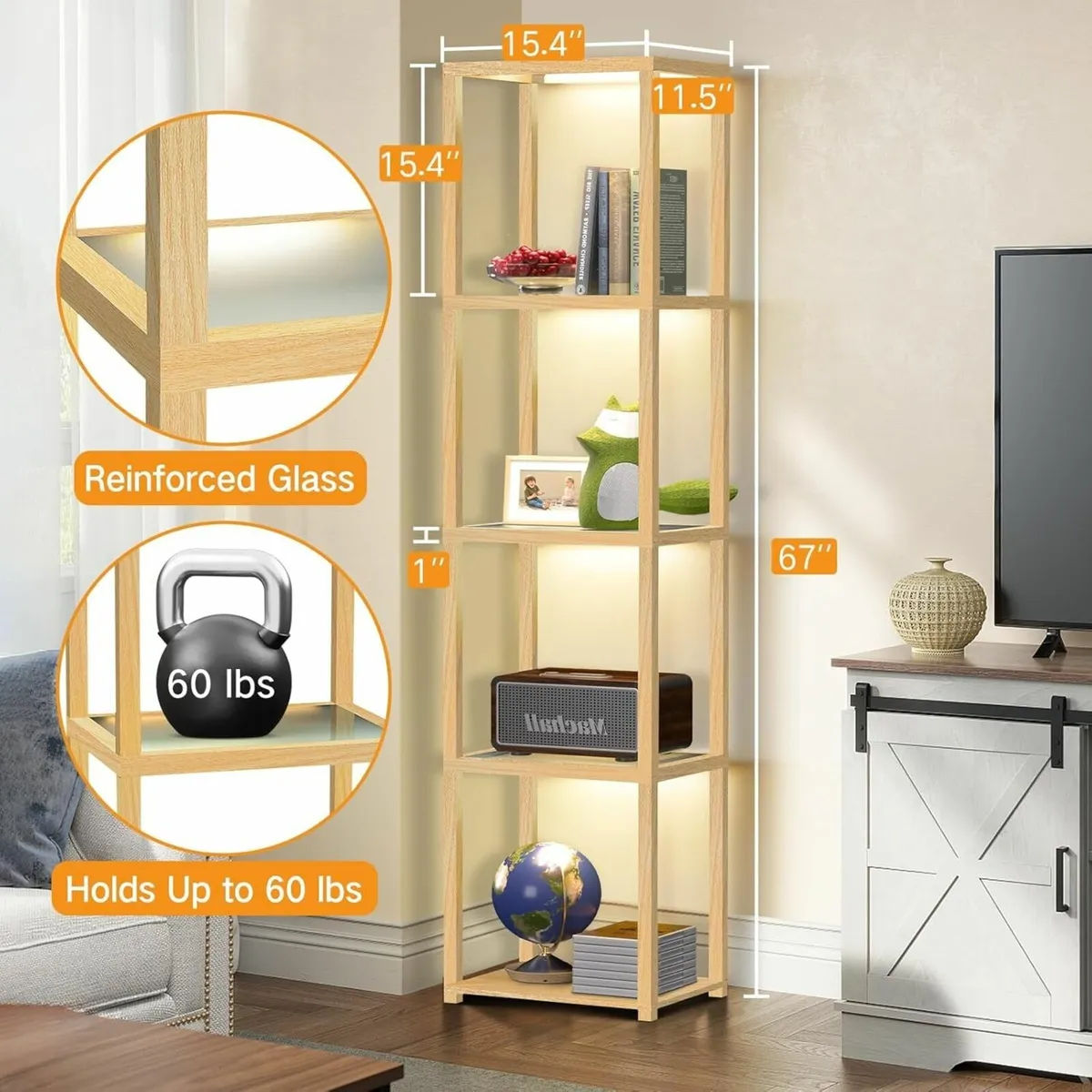 67 Glass Display Shelf with Dimmable LED Floor - Image 2