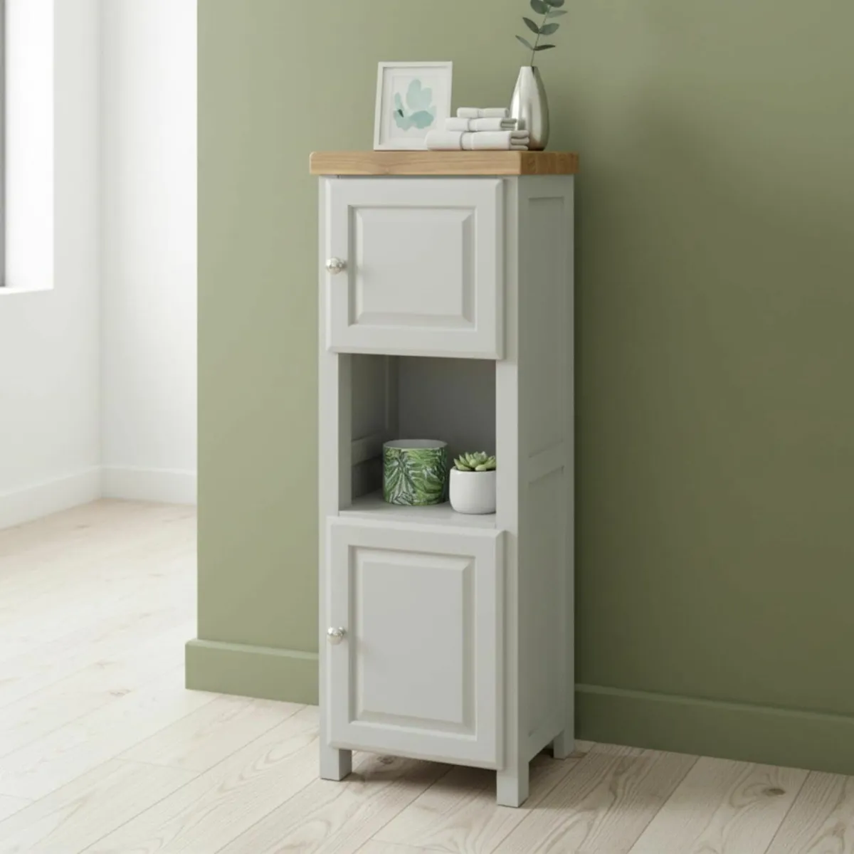urniture Painted Slim Cabinet Grey Hallway - Image 3