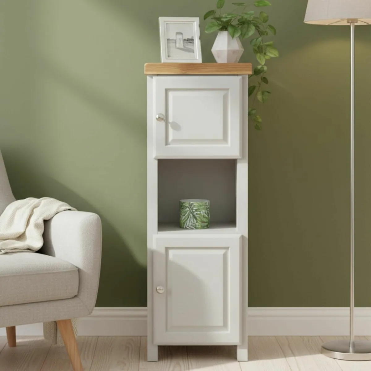 urniture Painted Slim Cabinet Grey Hallway - Image 1