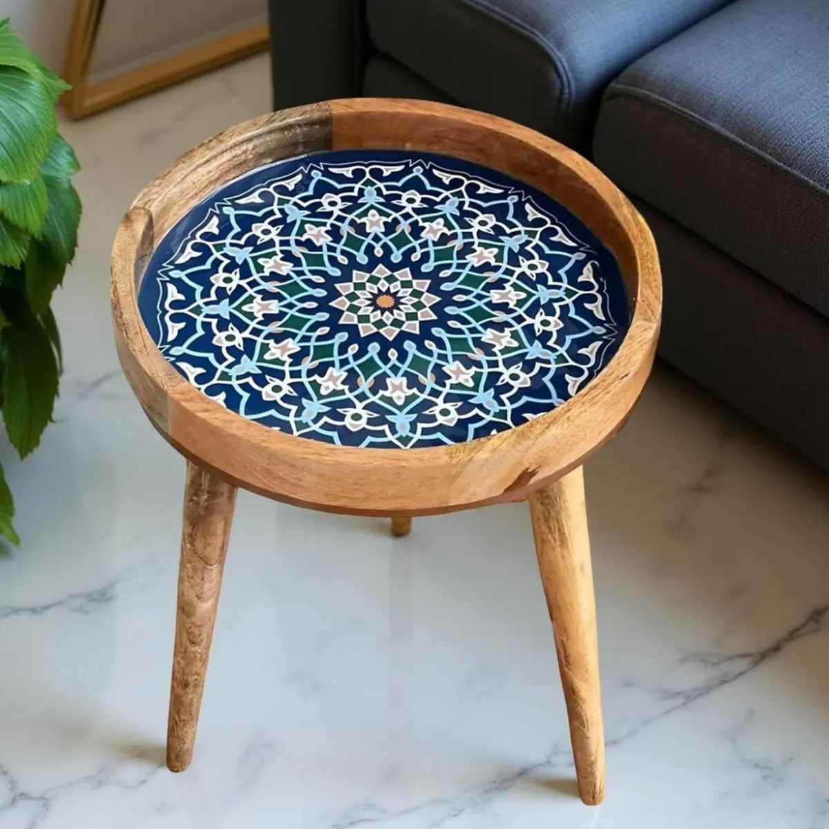 Mango Wood Side Table – Handmade 85% Artisan - Image 1