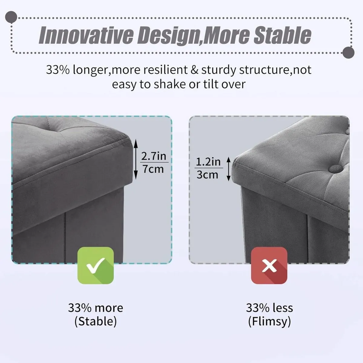 Folding Storage Ottoman Bench Velvet Large Box - Image 4