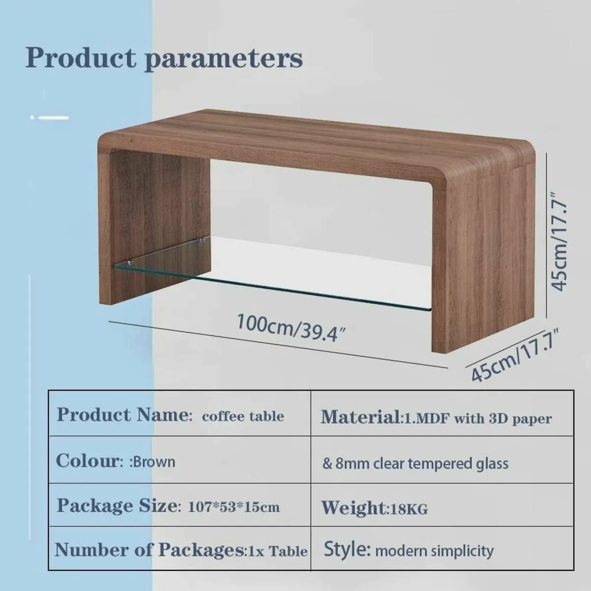 Coffee Table Wood Style Rectangular Side End TV - Image 2