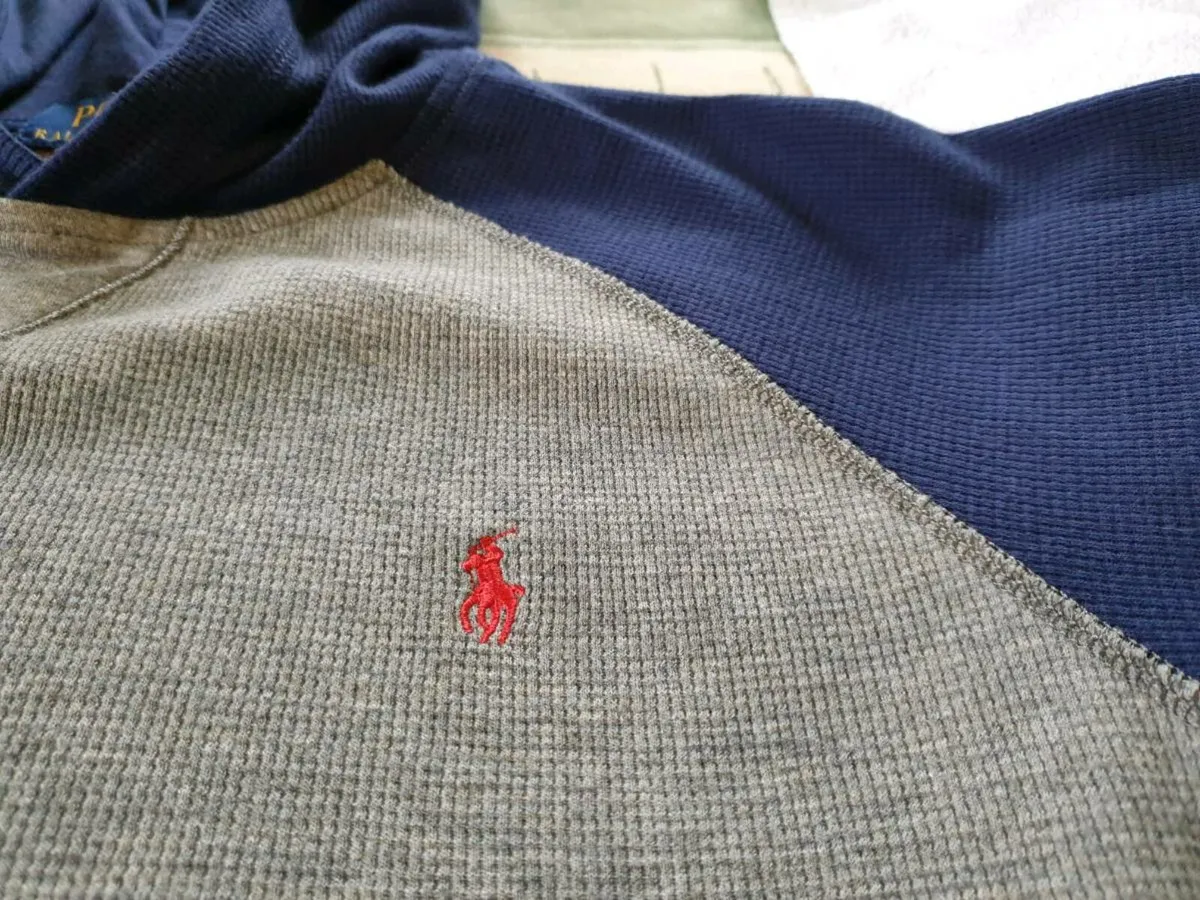 Ralph Lauren Boys Sweatshirt Gray Hoodie Navy - Image 3