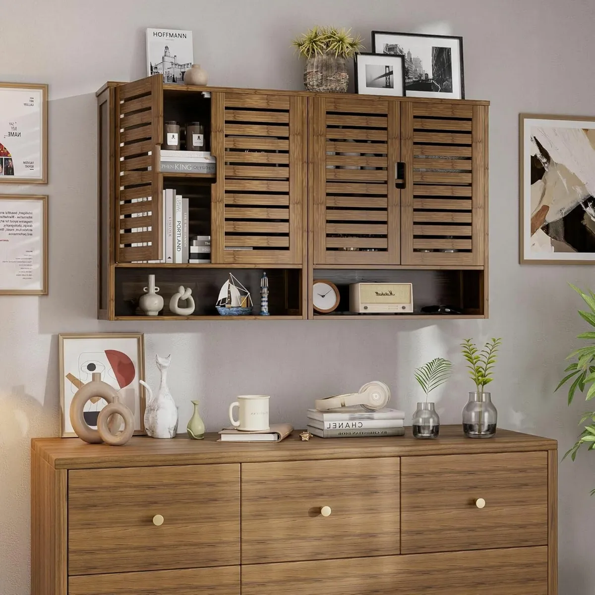 Bathroom Cabinet Wall Mounted Bamboo Over-The-Toil - Image 4