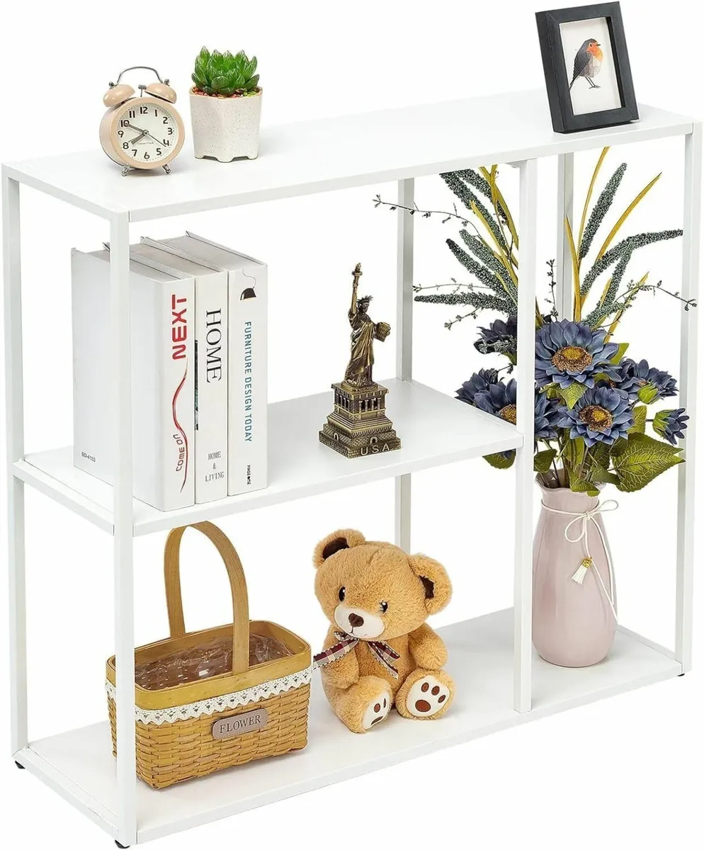 Console Table 3 Shelf Sofa Thin Entryway Metal - Image 1