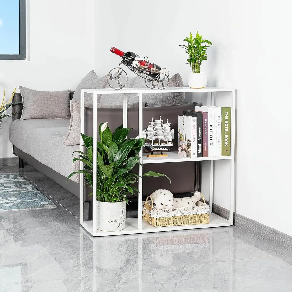 Console Table 3 Shelf Sofa Thin Entryway Metal - Image 2