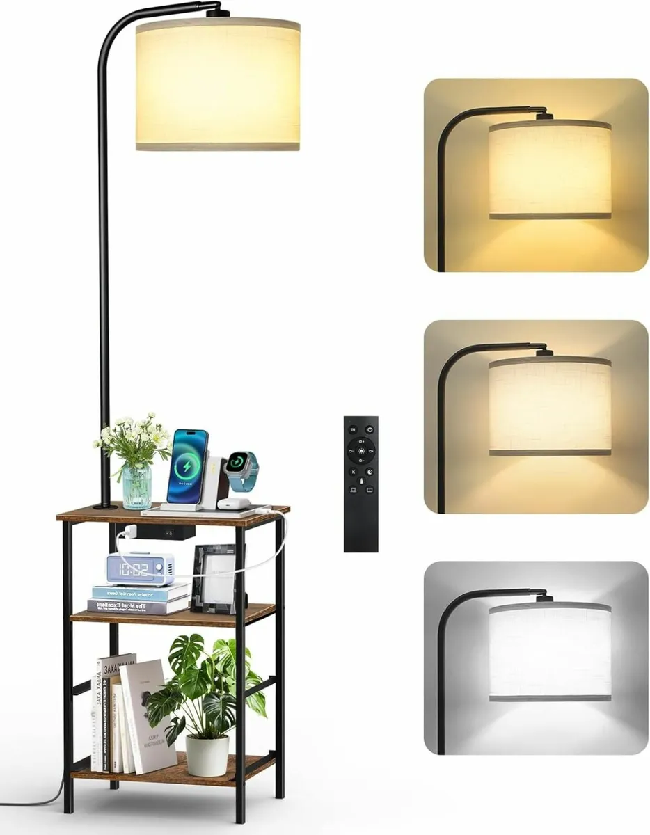 Floor Lamp with Table 2 Drawers Remote Side End - Image 1