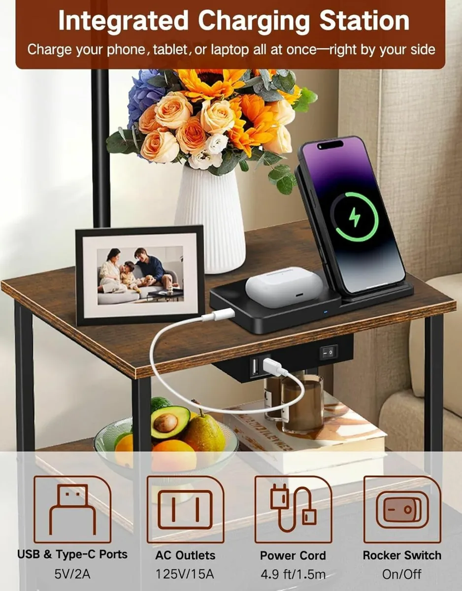 Floor Lamp with Table 2 Drawers Remote Side End - Image 3