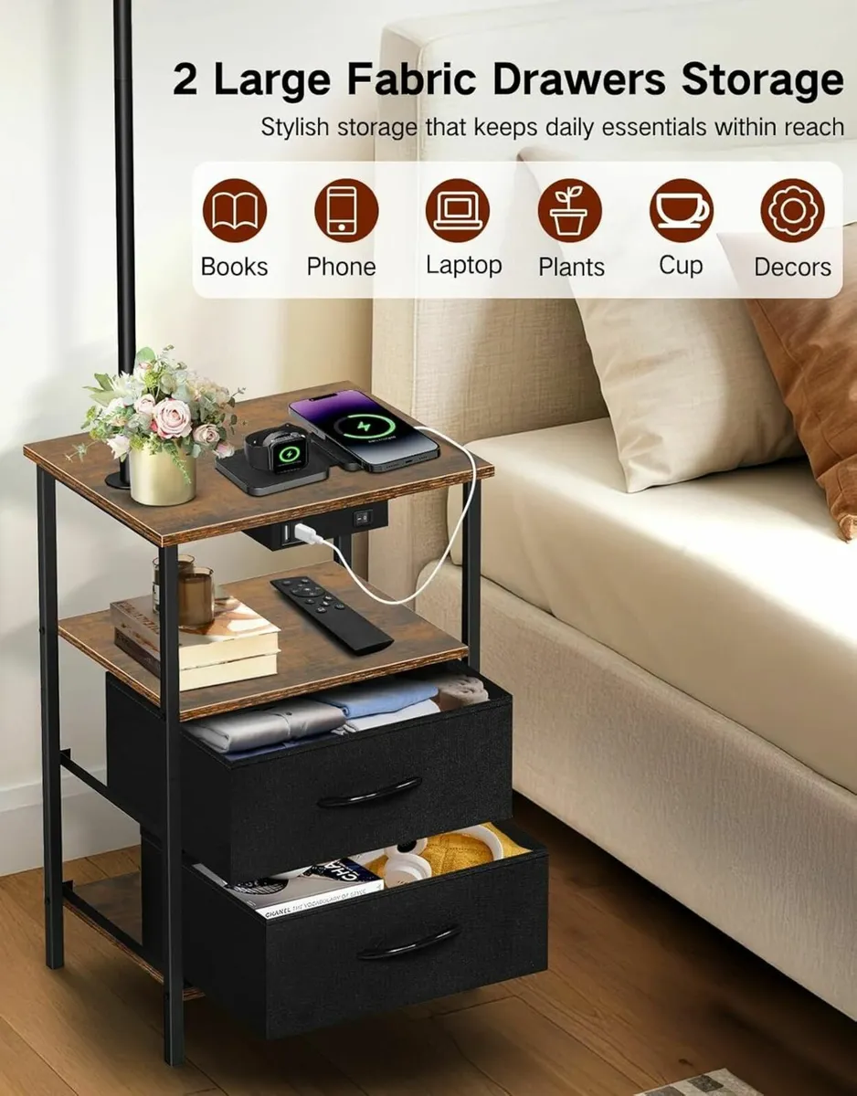 Floor Lamp with Table 2 Drawers Remote Side End - Image 4