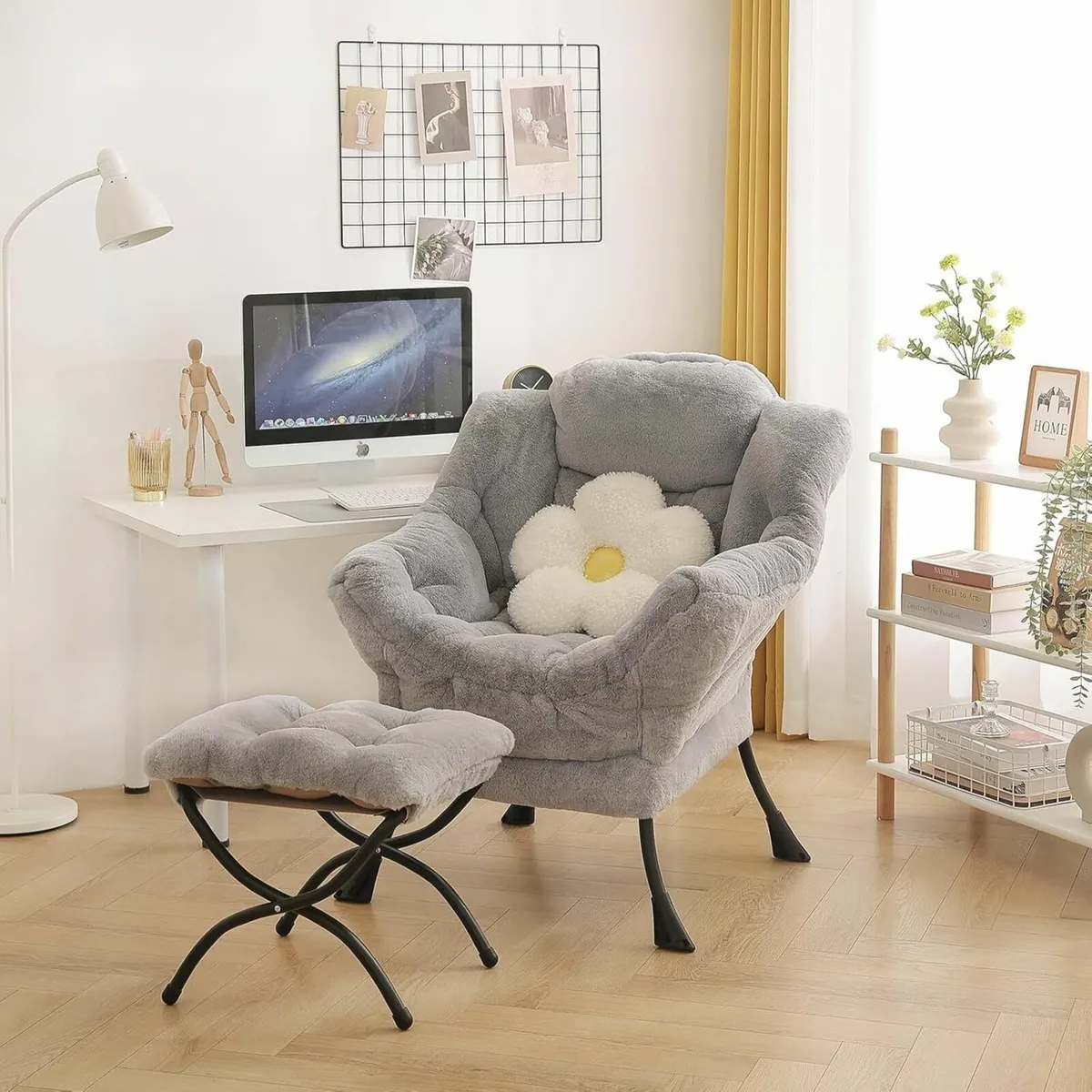 Comfy Armchair with Footstool Lazy Chair Ottoman - Image 2