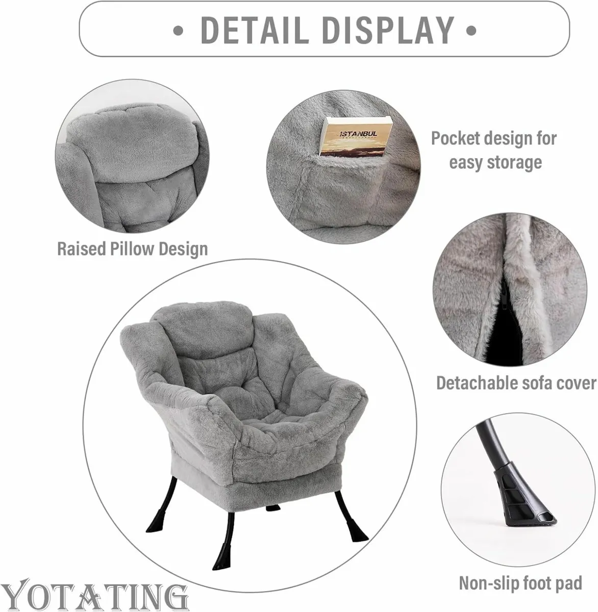 Comfy Armchair with Footstool Lazy Chair Ottoman - Image 4