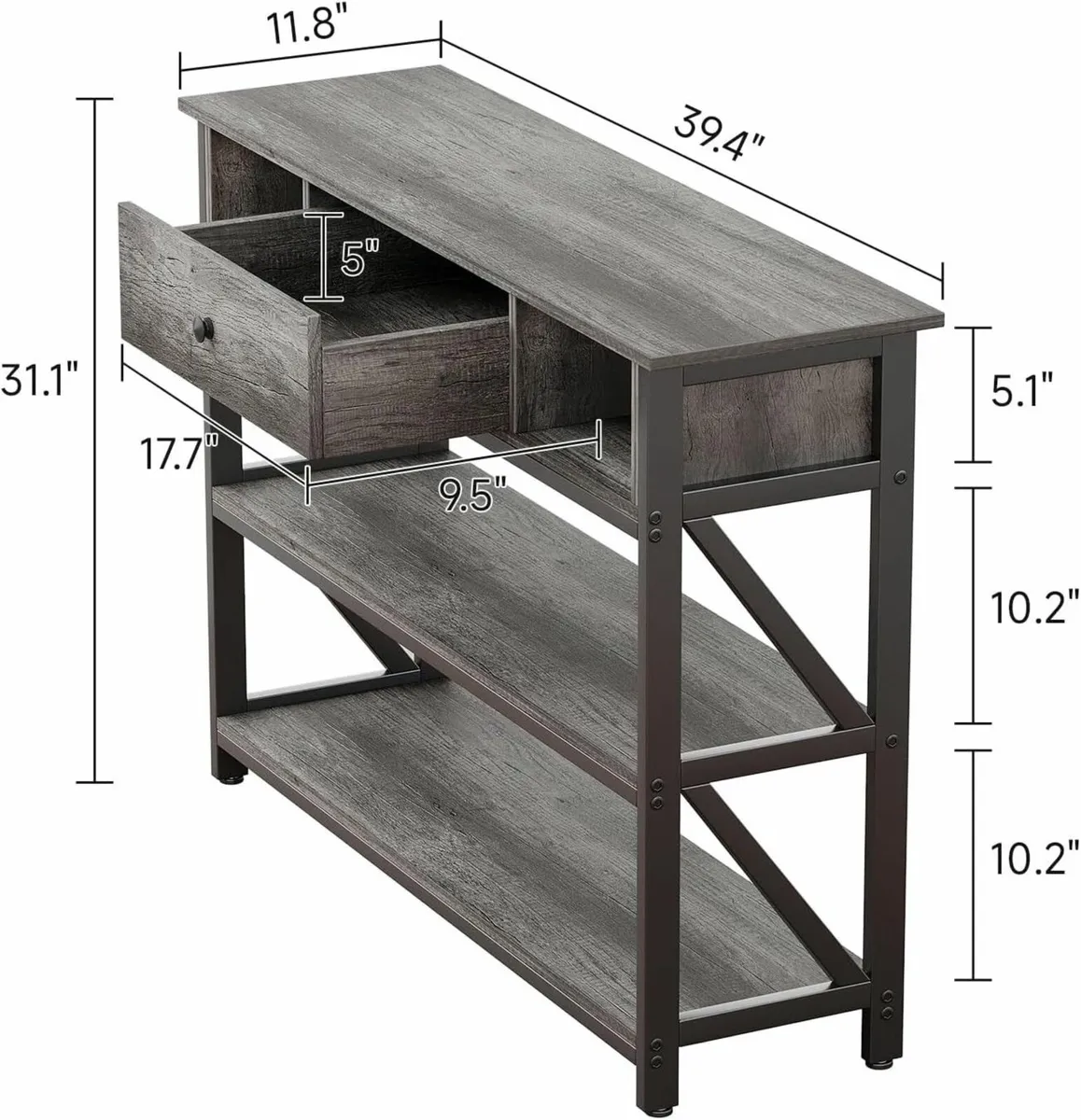 Console Table with Drawer Shelves 100cm Hallway - Image 3