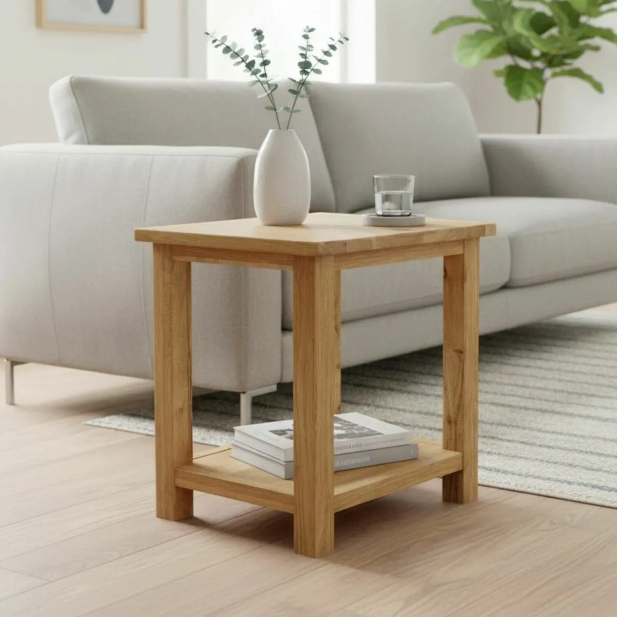 urniture 100% Oak End Table Slim Side for Drinks - Image 2