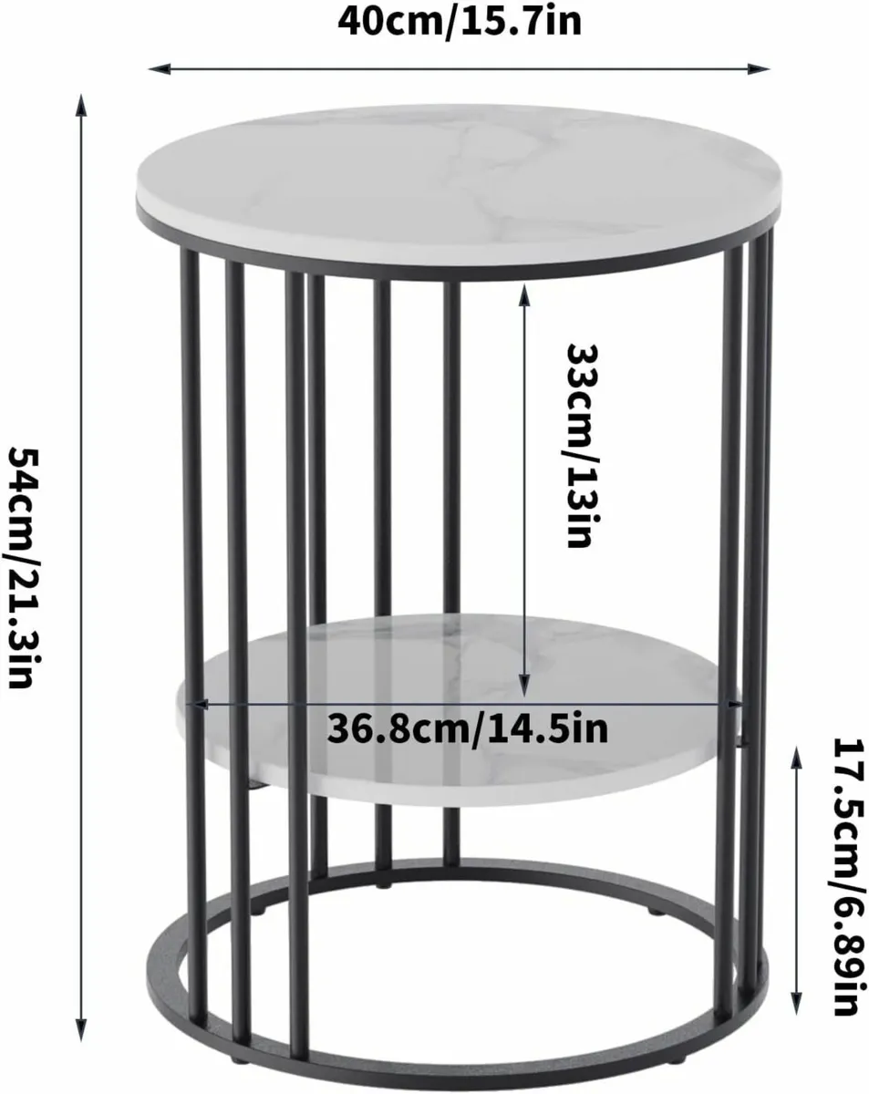 Marble Top Side Table Black: Small Circle End - Image 2