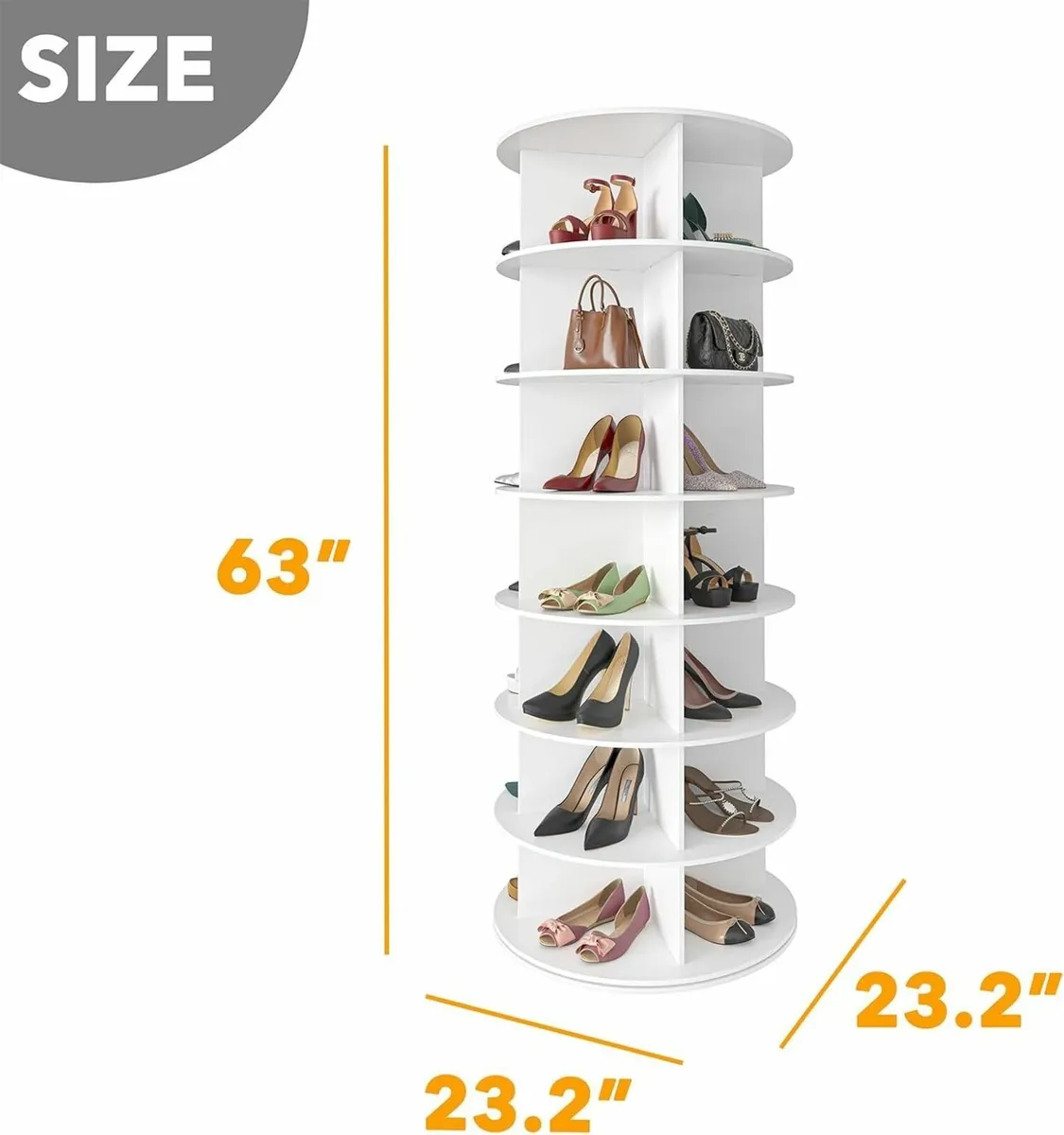 7 Tier Rotating Shoe Rack Tower Spinning Display - Image 2