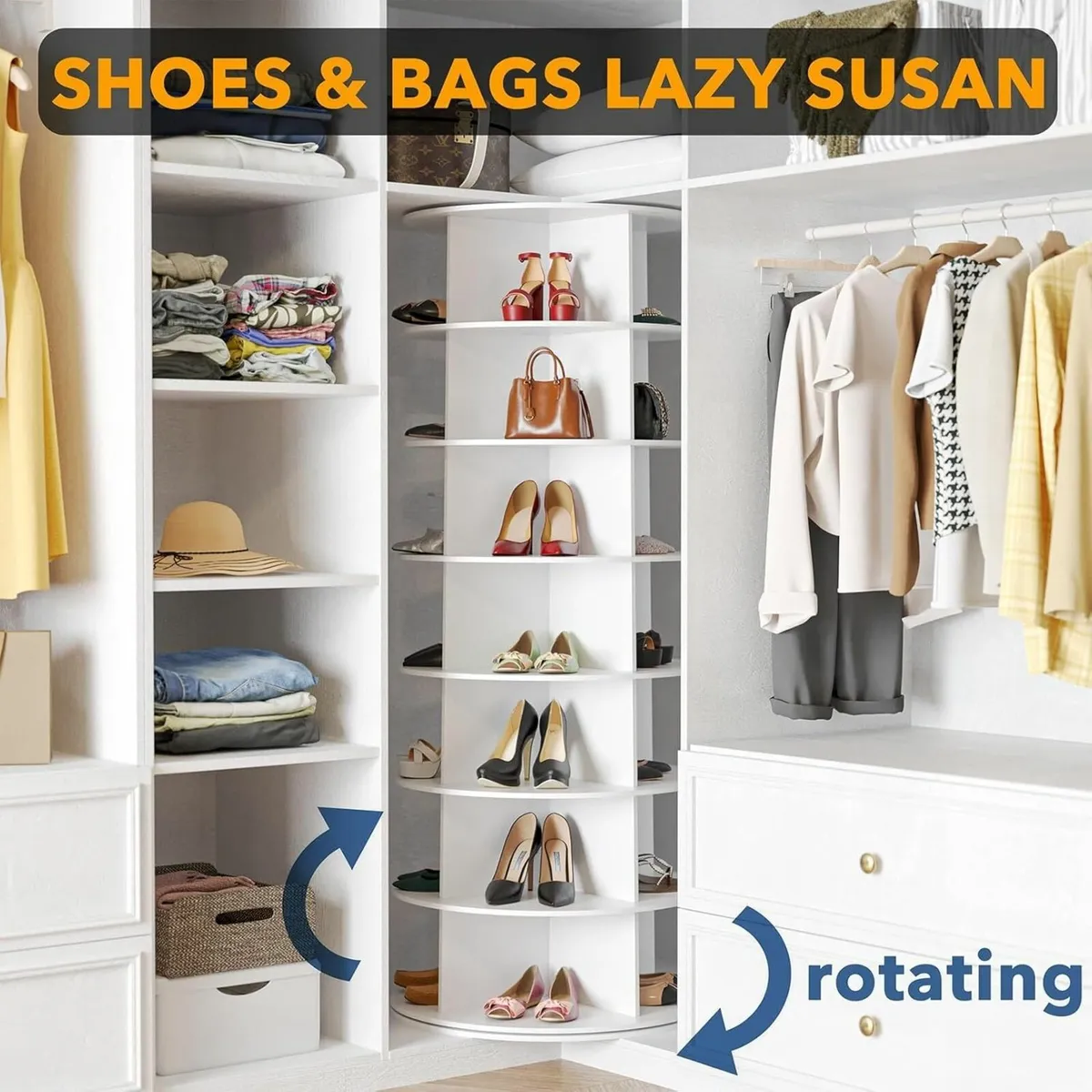 7 Tier Rotating Shoe Rack Tower Spinning Display - Image 4